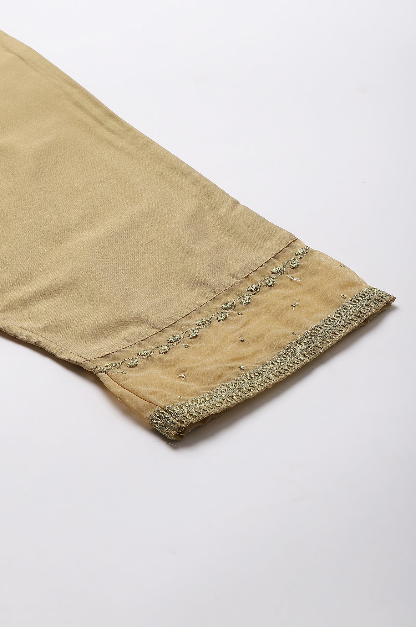 Gold Embroidered Light Festive Plus Size Slim Pants - Image 8