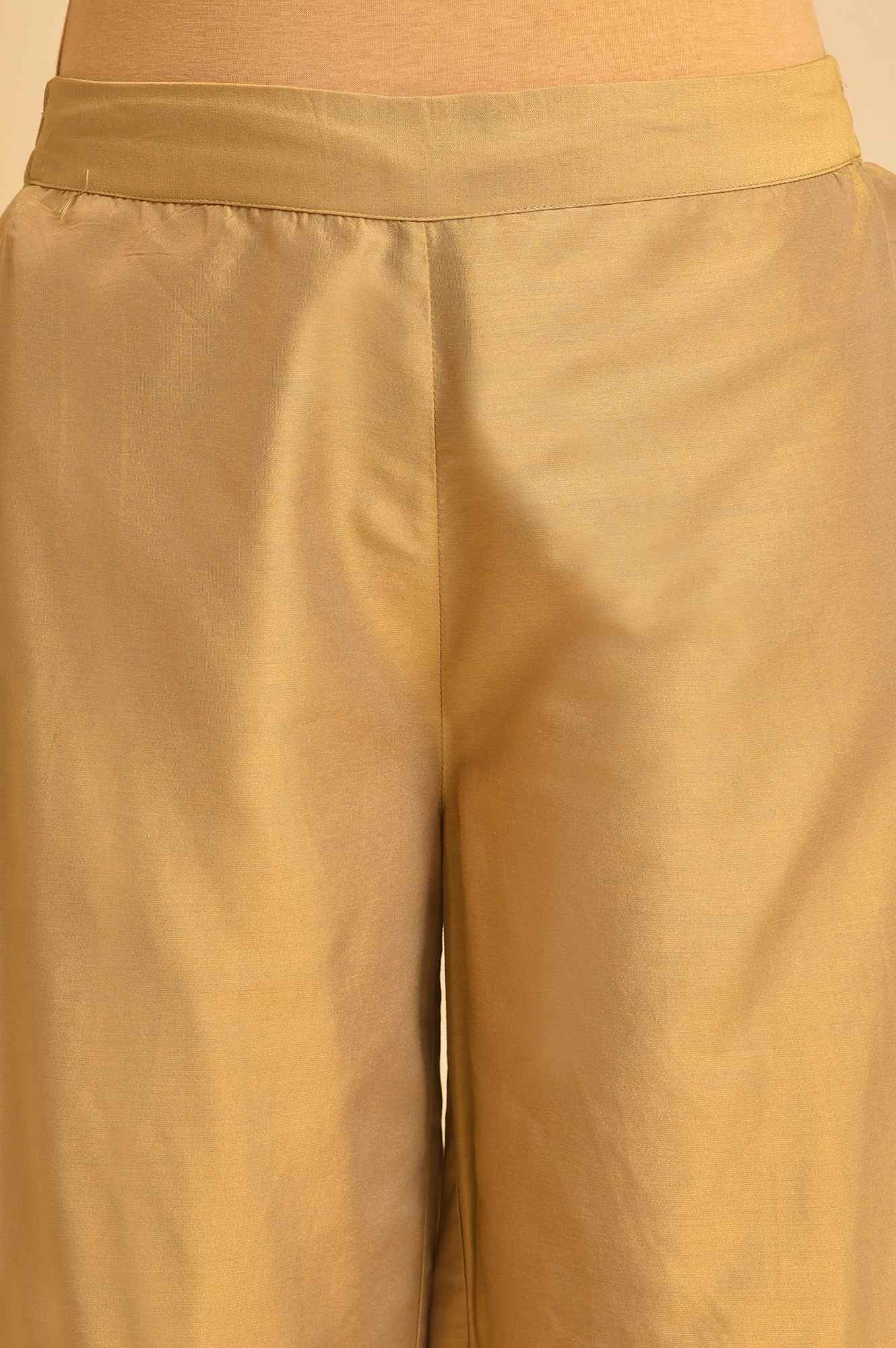 Gold Floral Brasso Wide Leg Parellel Pants - Image 6