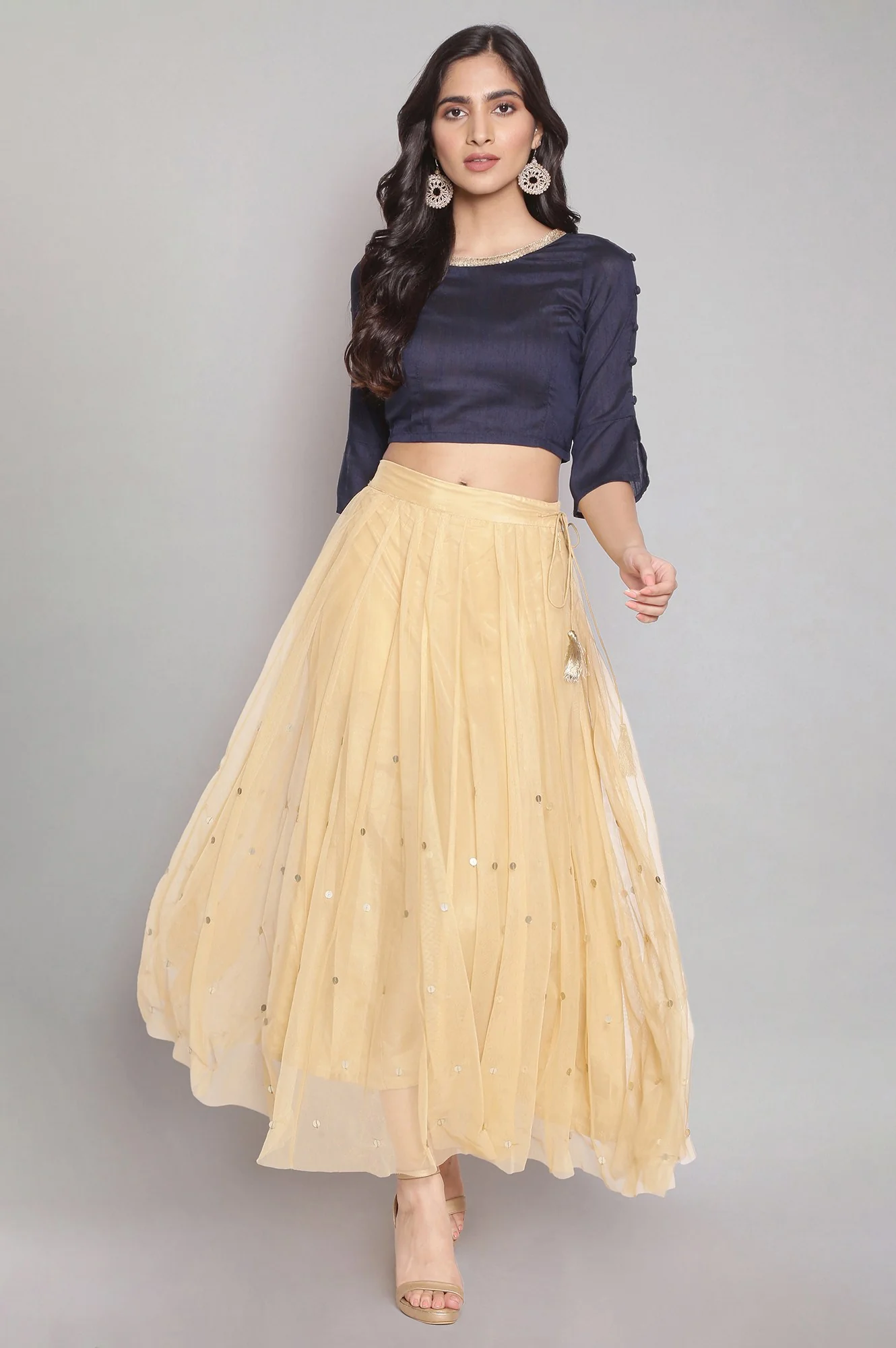 Gold Sequined Mesh Skirt - Image 5