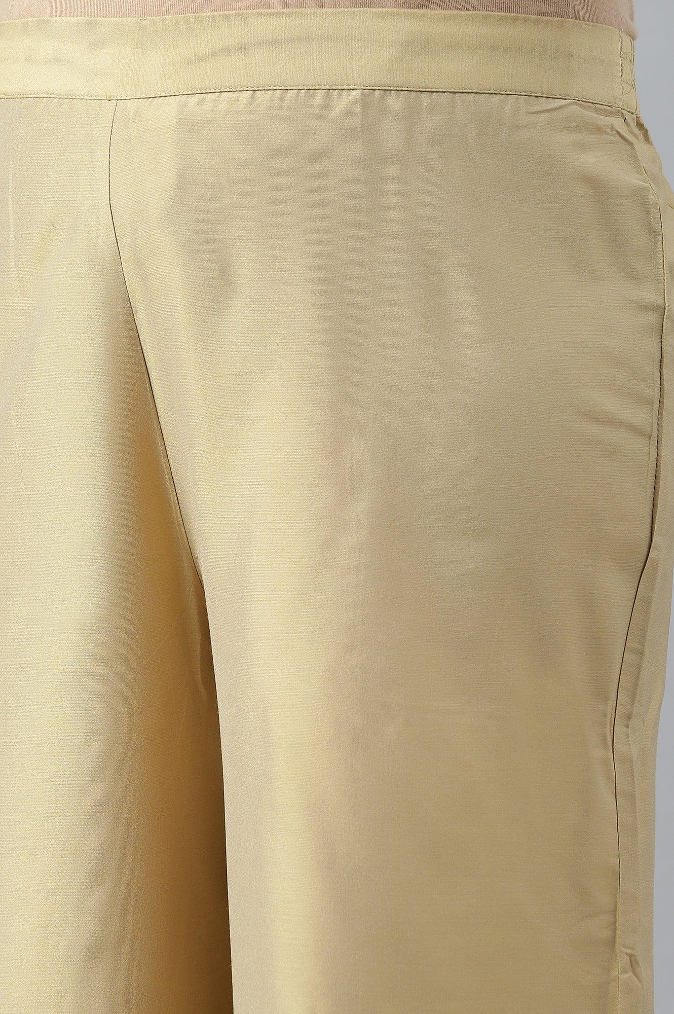 Gold Plus Size Parallel Pants With Brasso Panel - Image 10