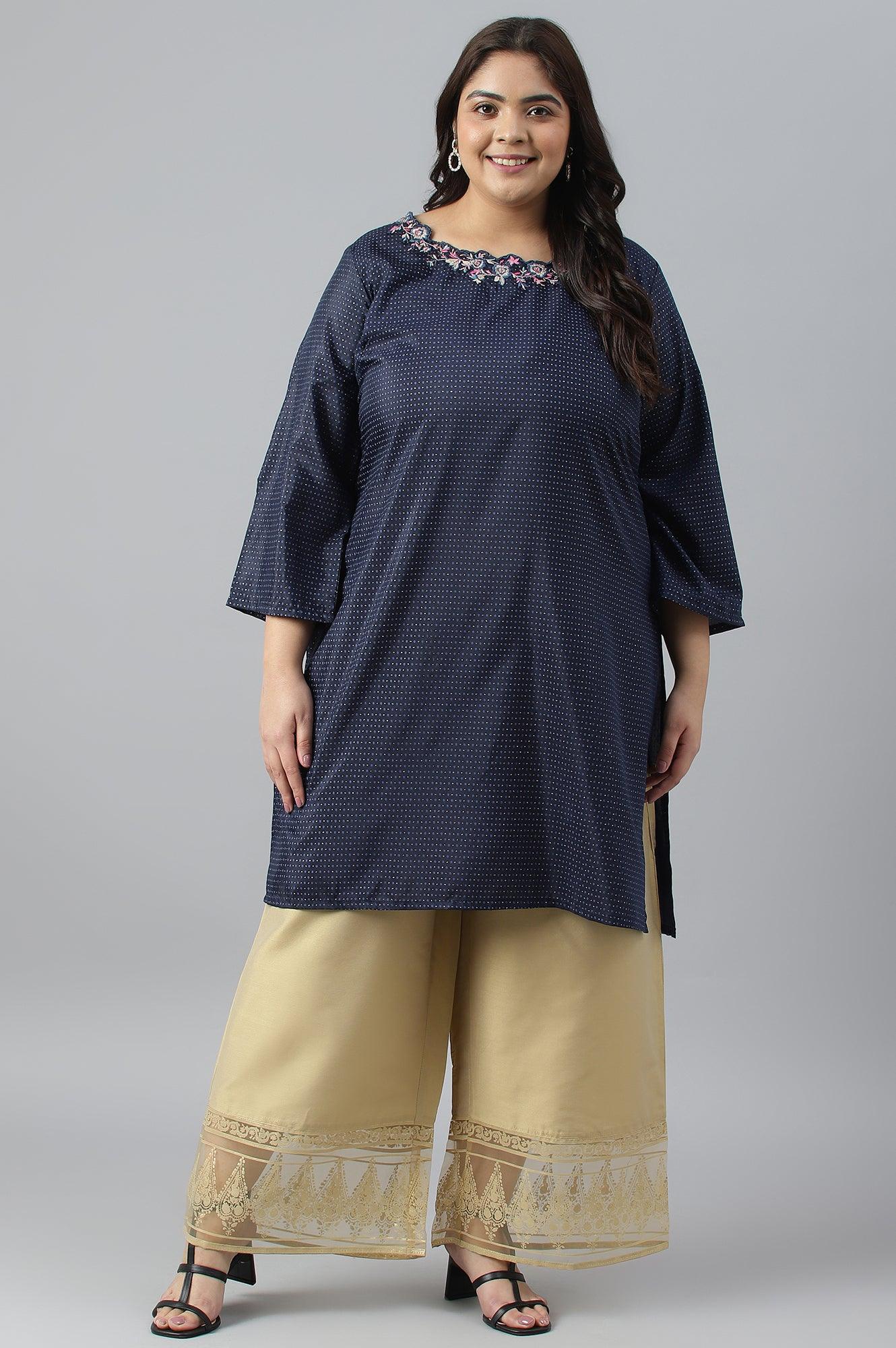 Gold Plus Size Parallel Pants With Brasso Panel - Image 6