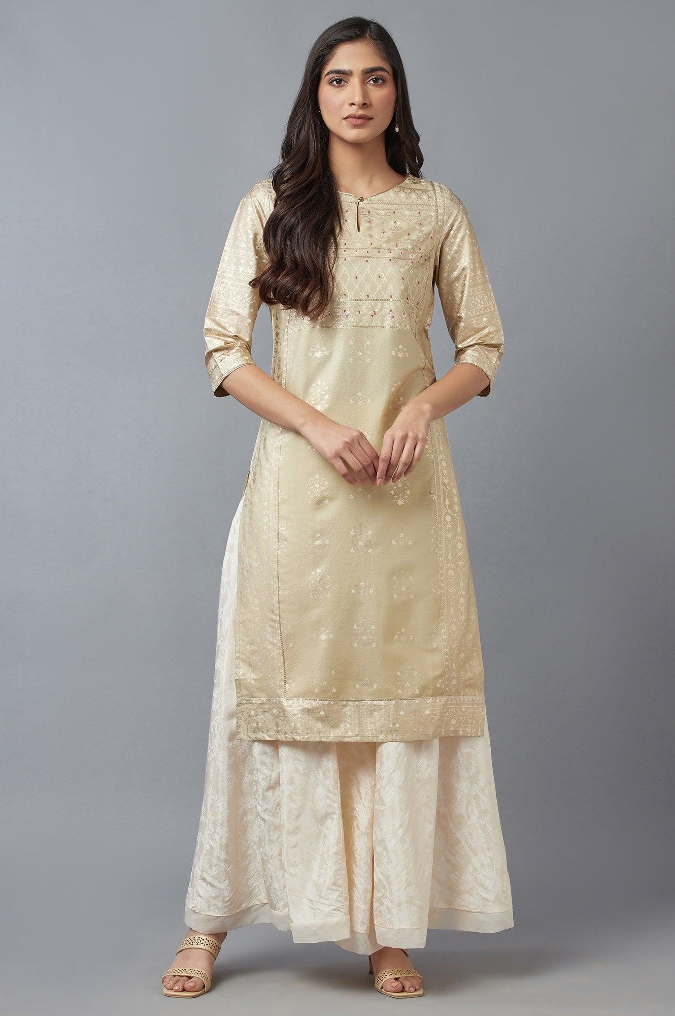 Gold Printed Sequined kurta