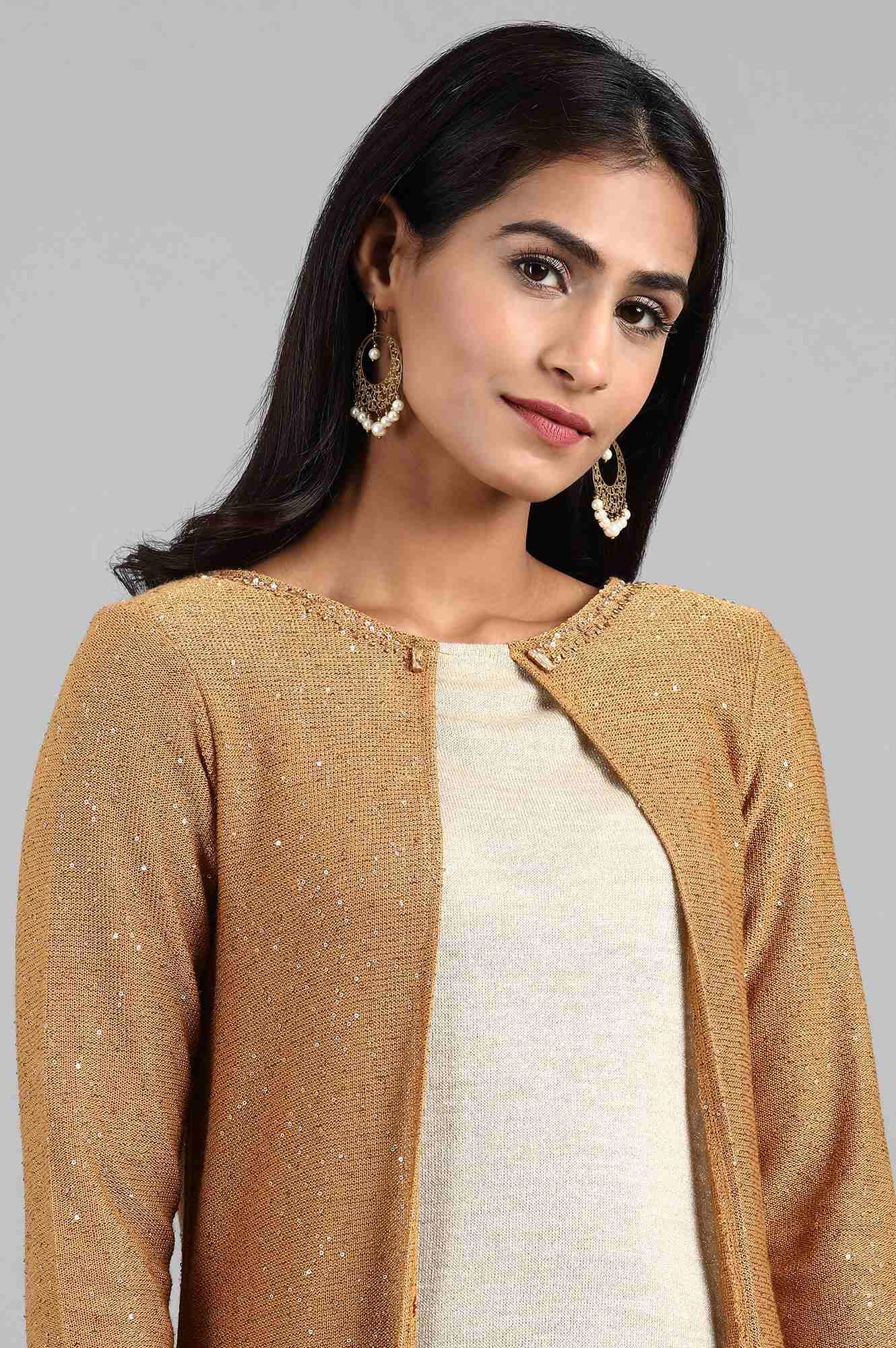 Gold Round Neck Winter kurta - Image 5