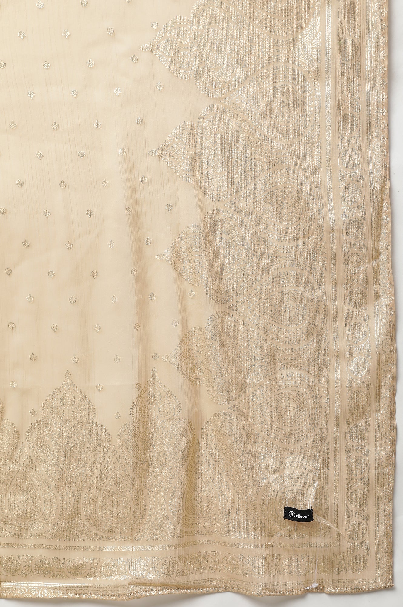 Elleven Women's Gold Silver Chiffon Printed Dupatta - Image 8