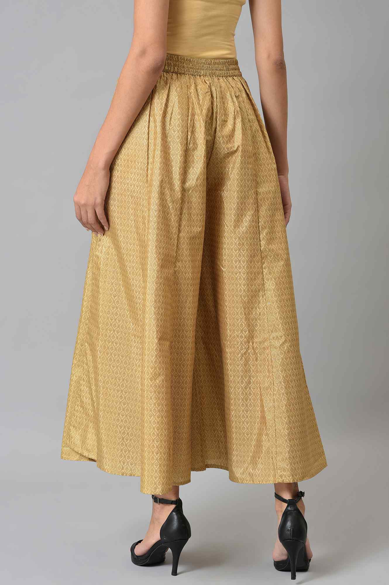Gold Solid Poly Shantung Women'S Culottes - Image 2