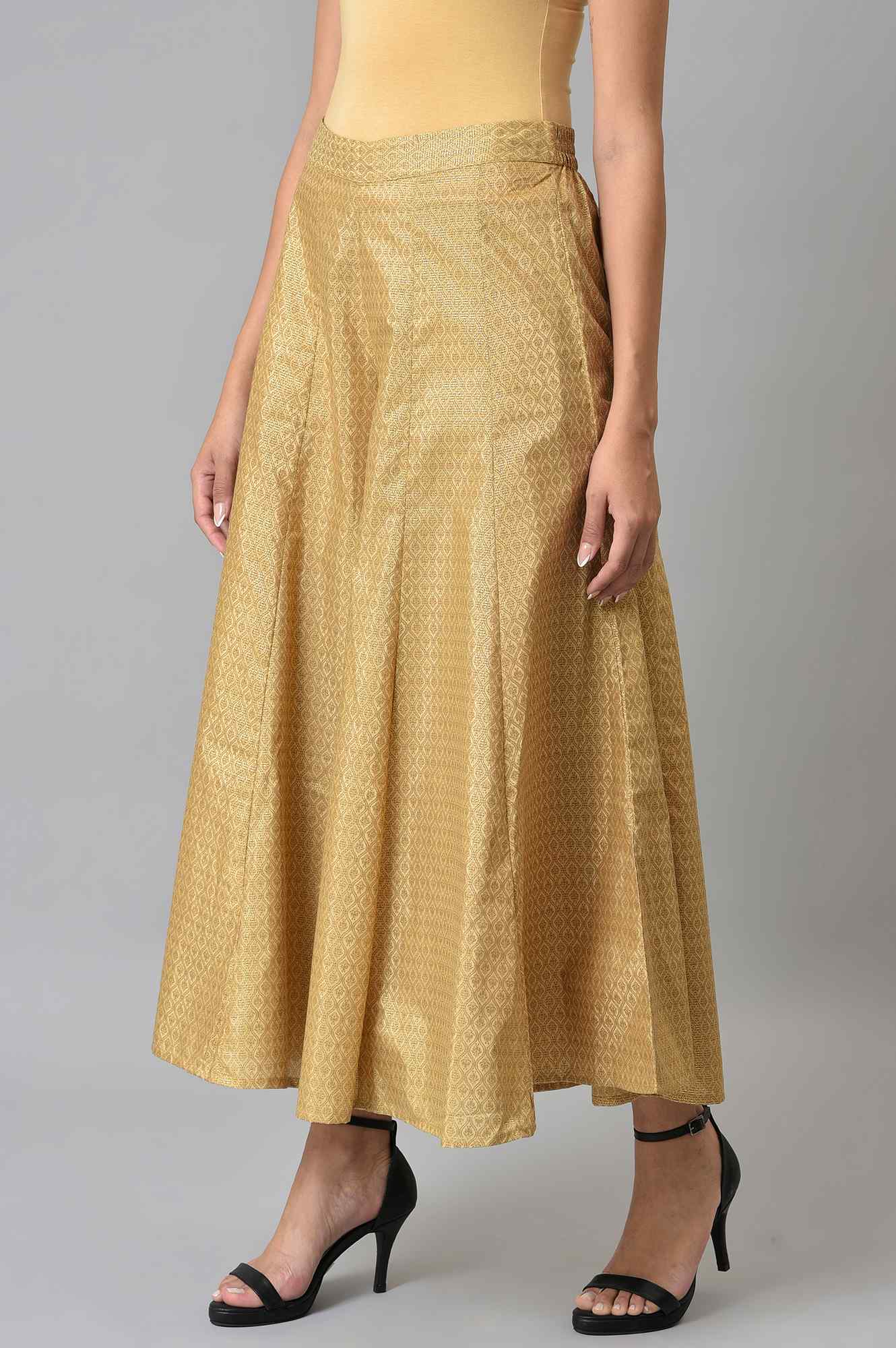 Gold Solid Poly Shantung Women'S Culottes - Image 3