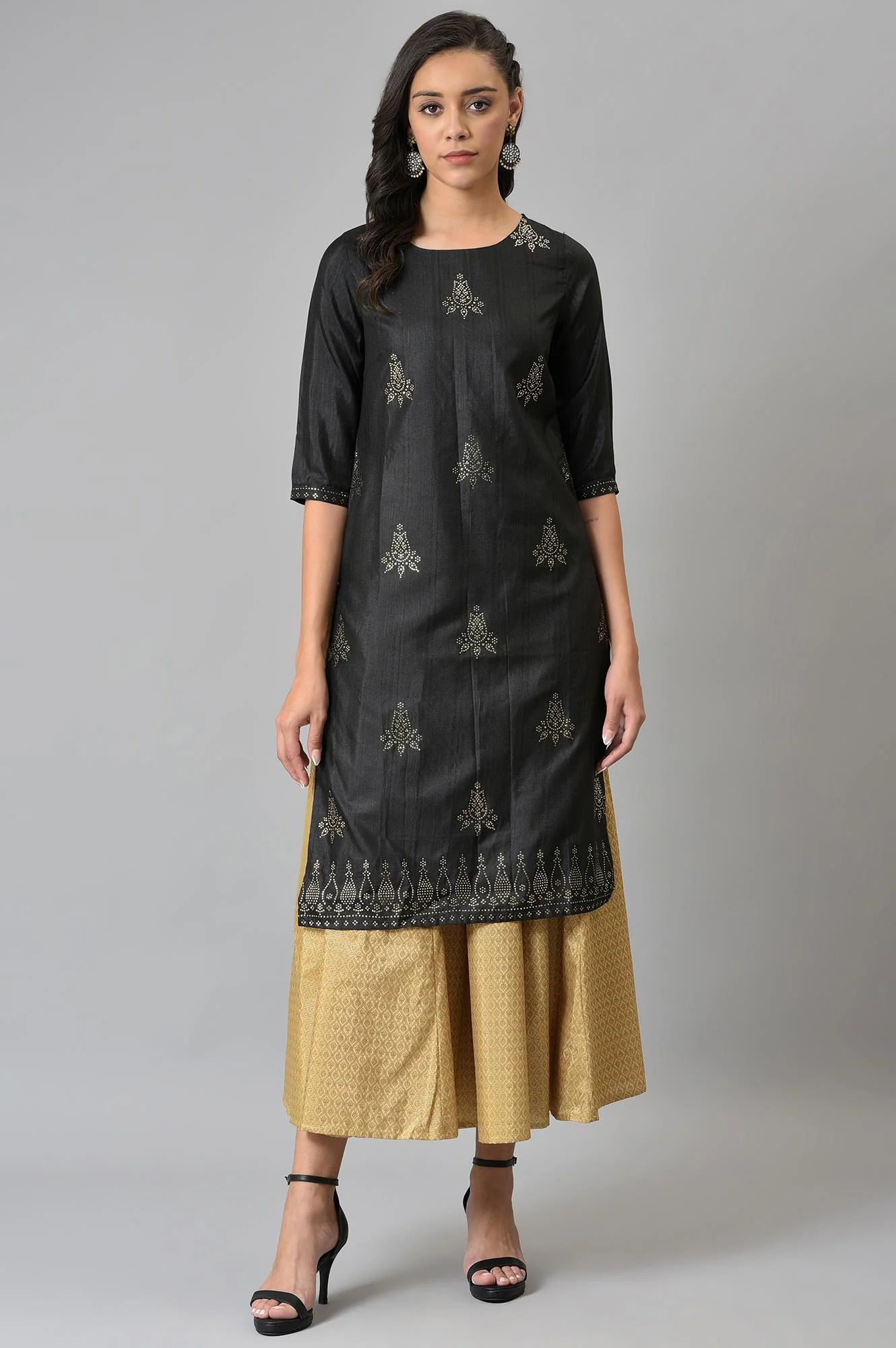 Gold Solid Poly Shantung Women'S Culottes - Image 5