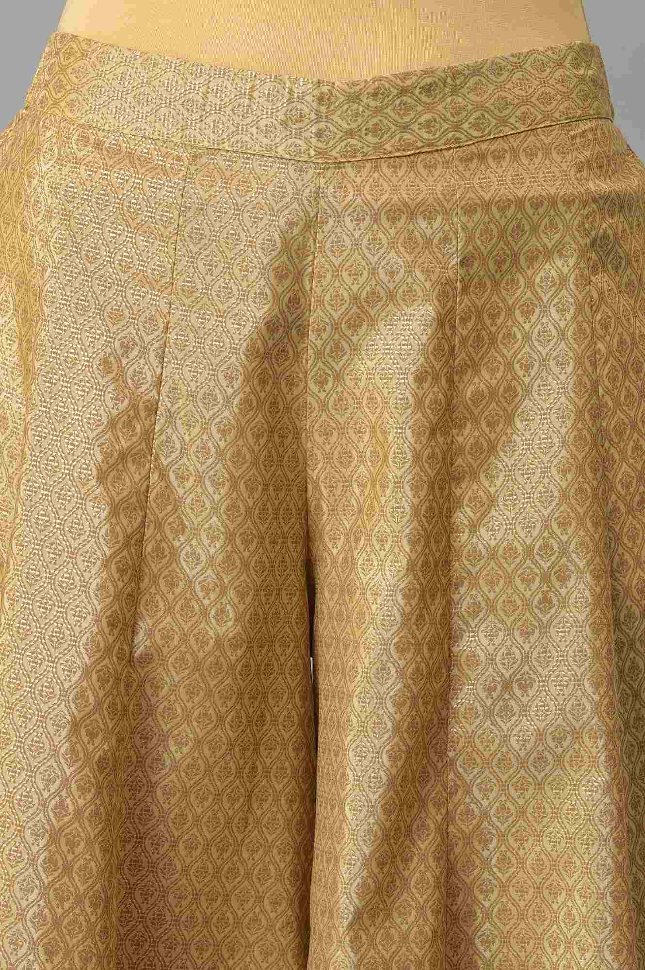 Gold Solid Poly Shantung Women'S Culottes - Image 6