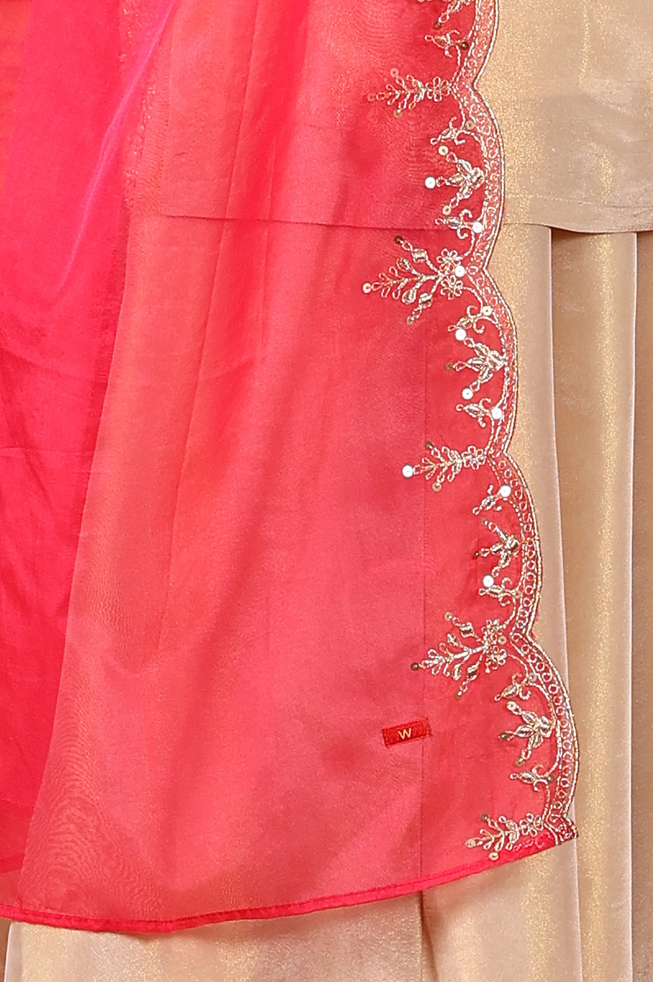 Gold Viscose Zari Embroidered Short Kurta, Flared Pants And Dupatta Set - Image 11