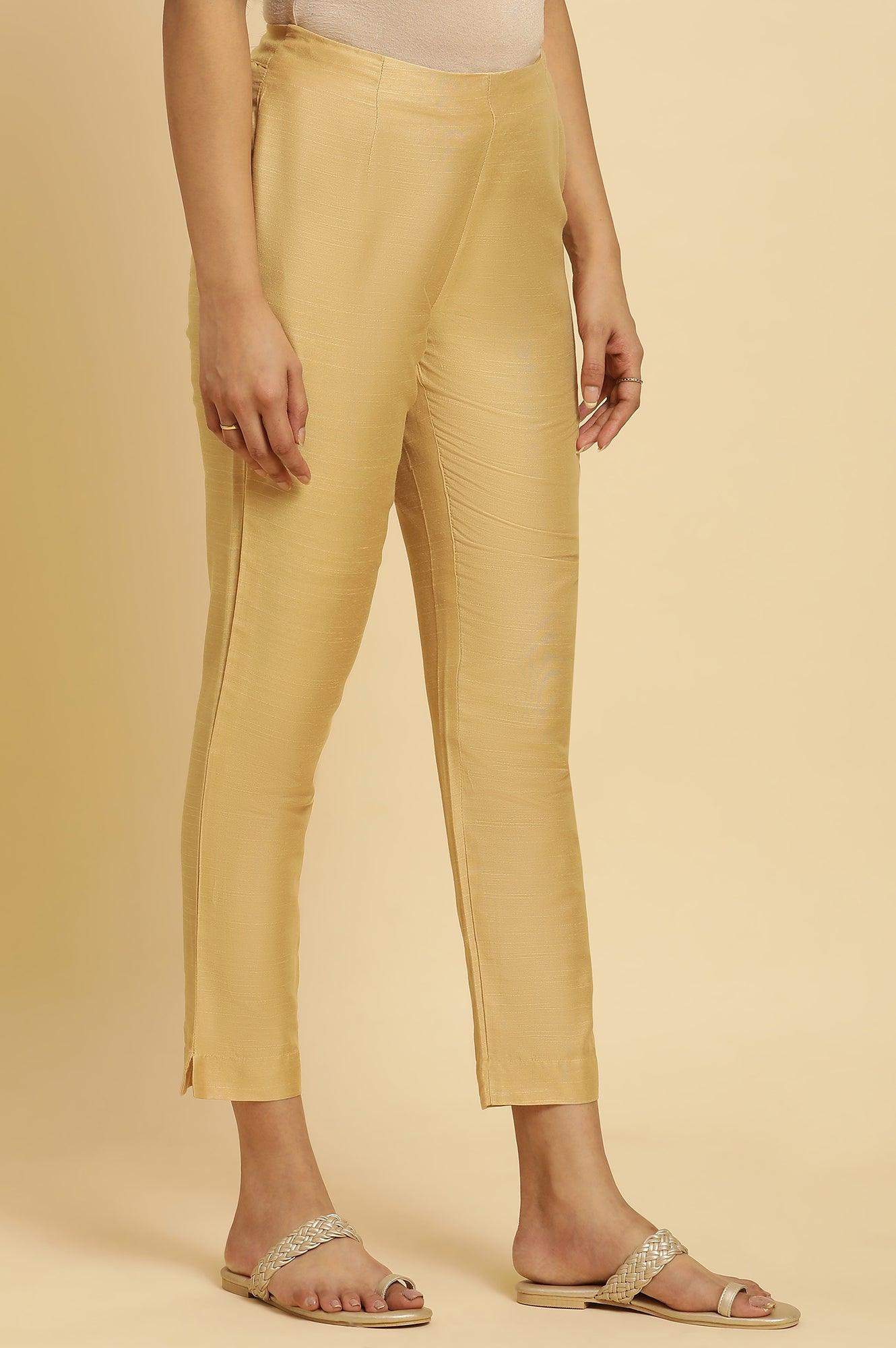Golden Solid Slim Pants - Image 4