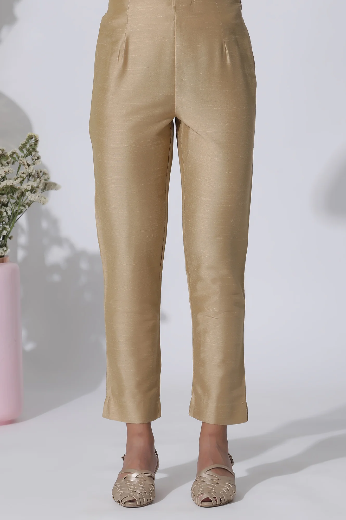 Golden Straight Fit Ankle Length Slim Pants - Image 6