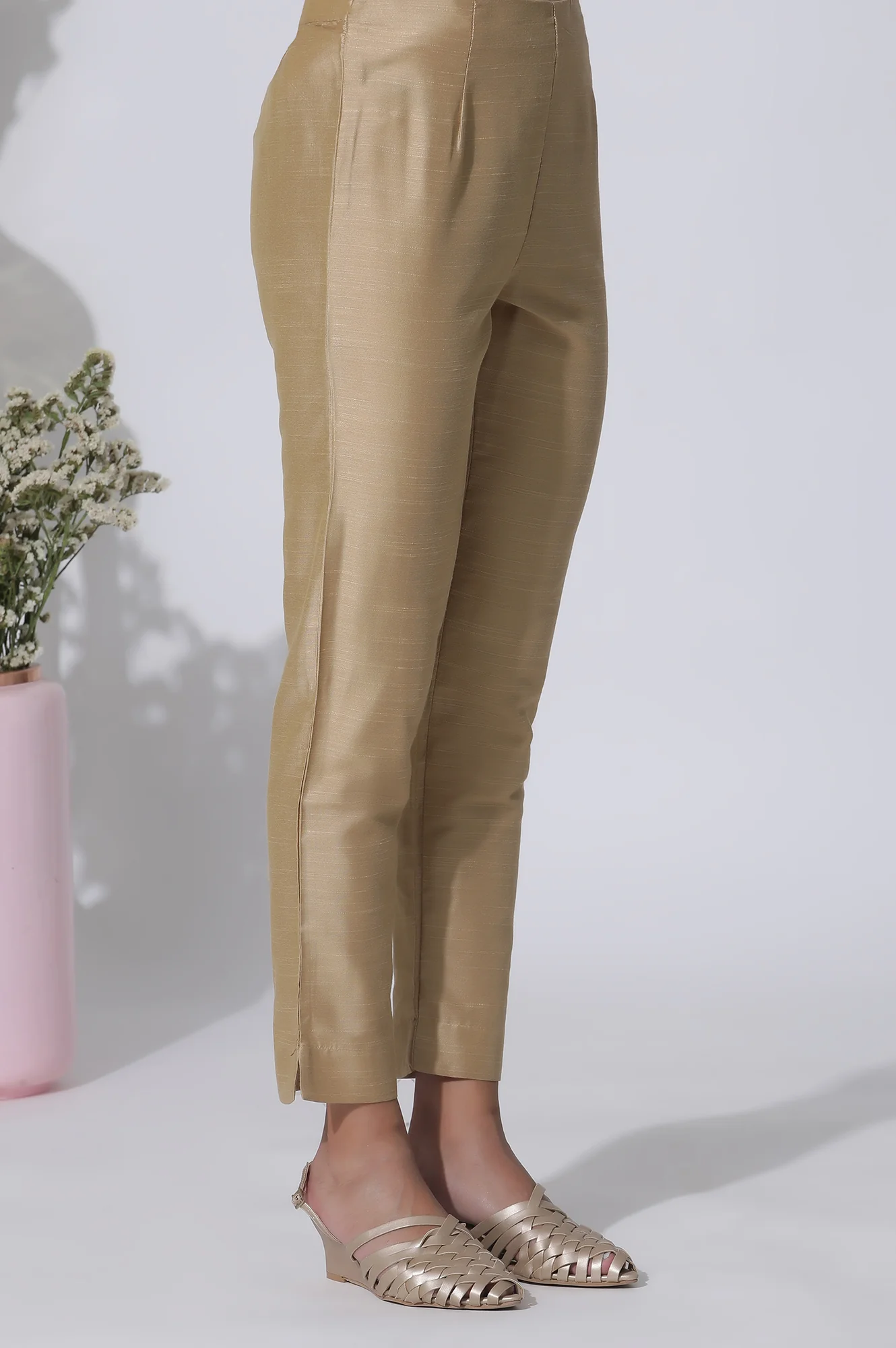 Golden Straight Fit Ankle Length Slim Pants - Image 7