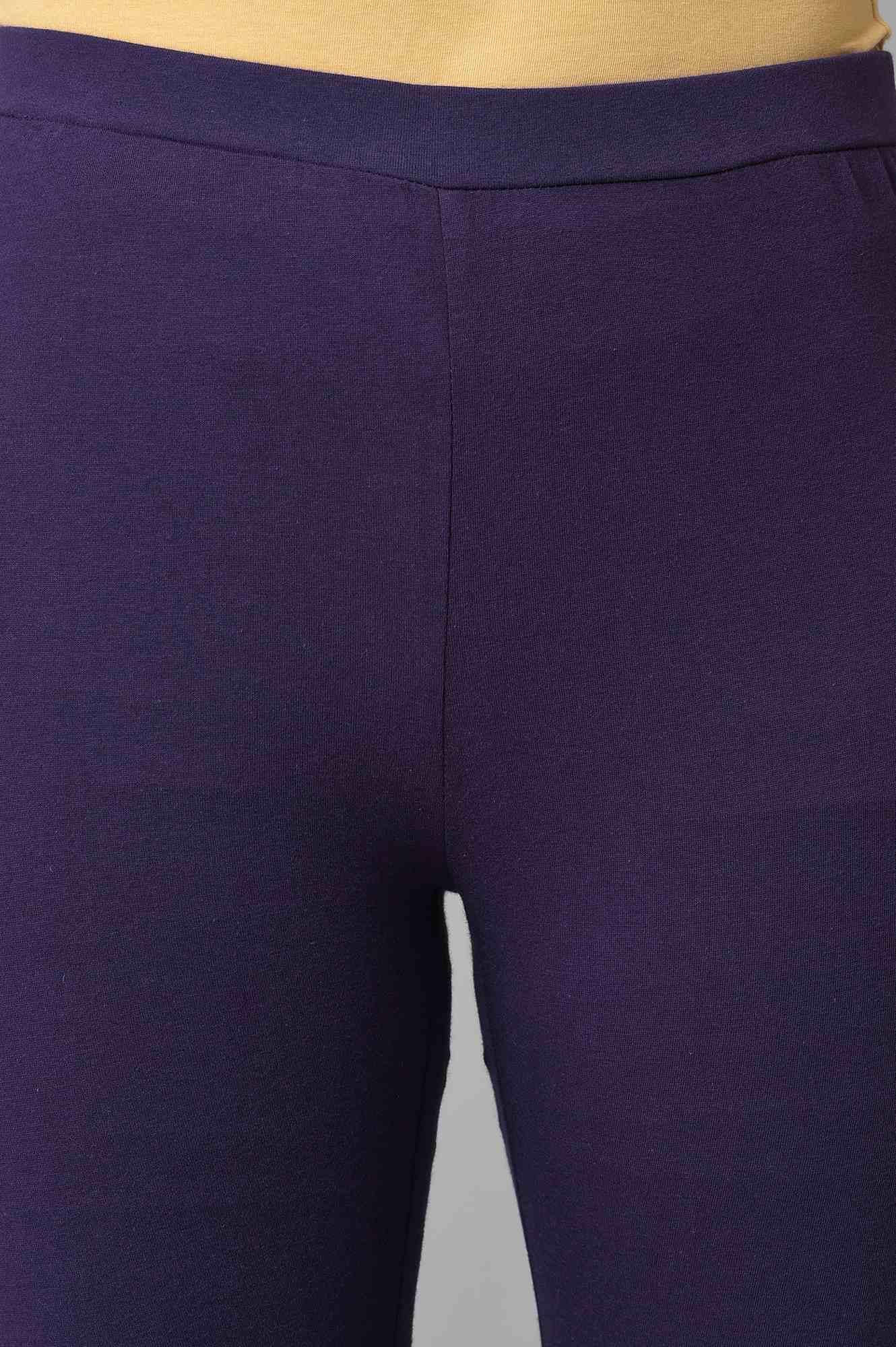 Grape Purple Cowled Hemline kurta With Tights - Image 6