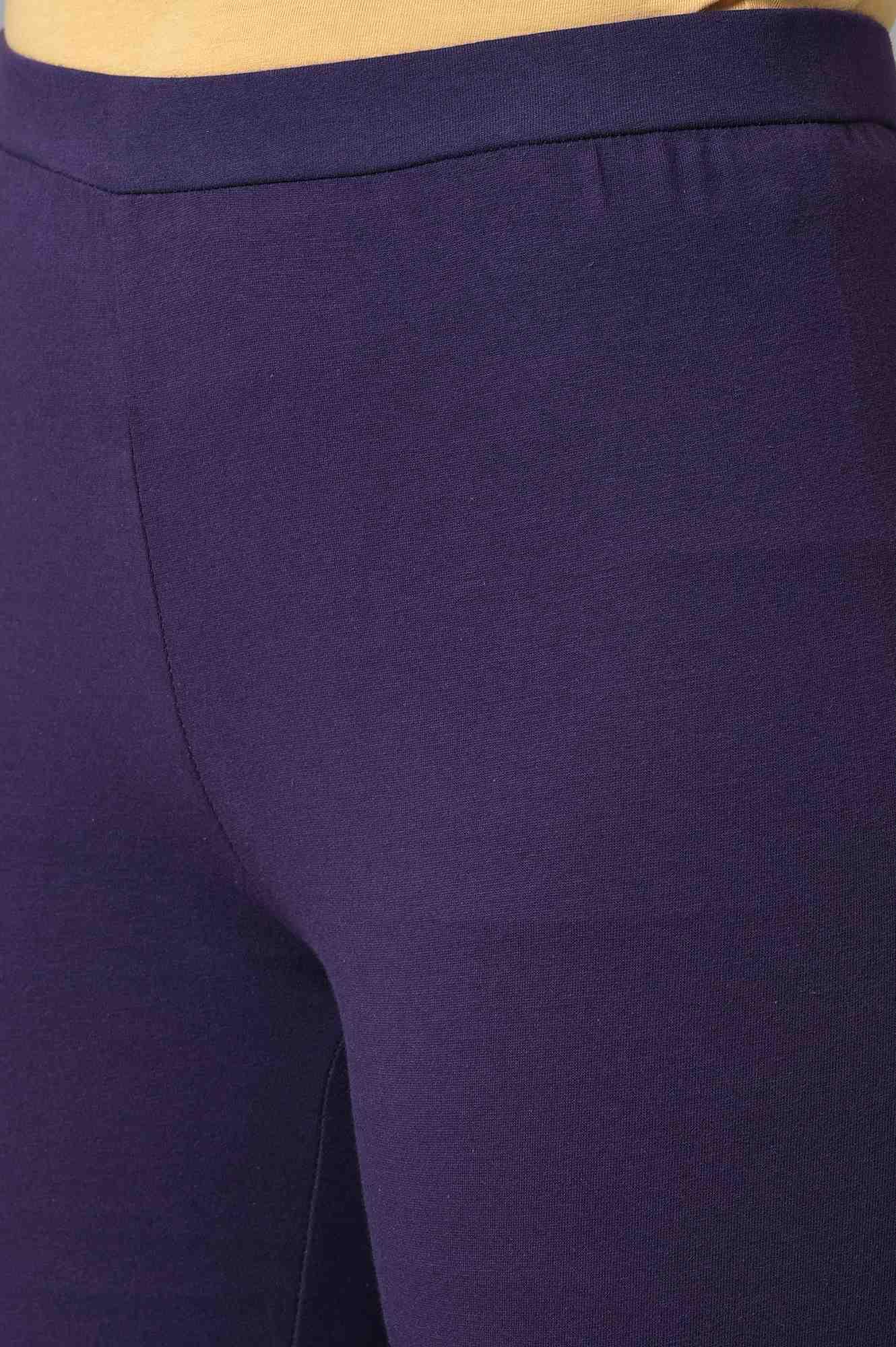 Grape Purple Cowled Hemline kurta With Tights - Image 7