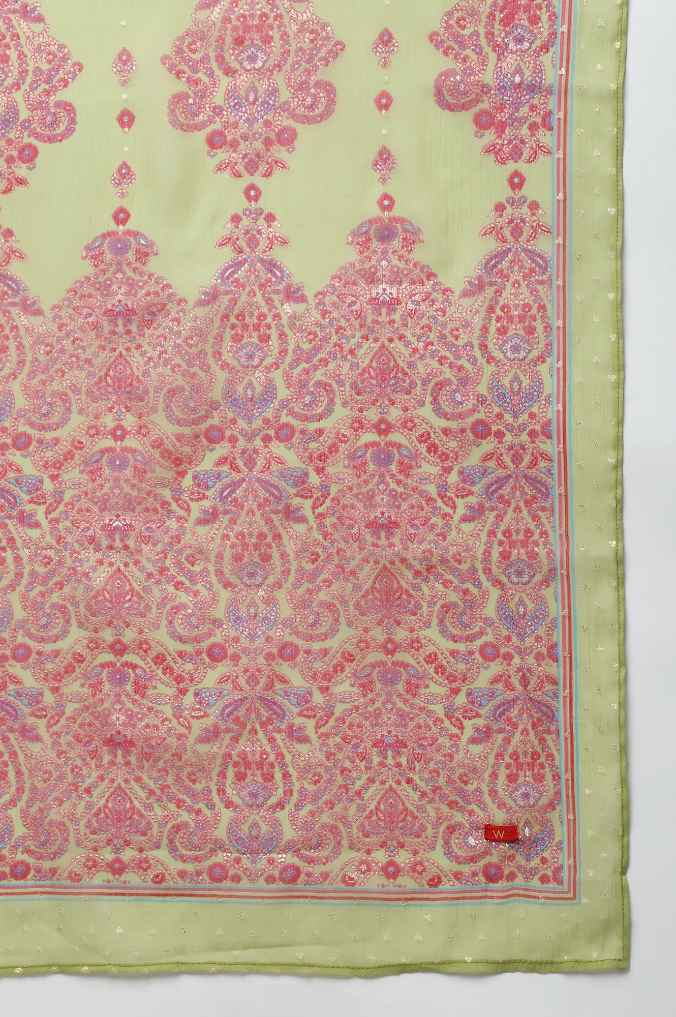 Green Chiffon Floral Print Dupatta - Image 4
