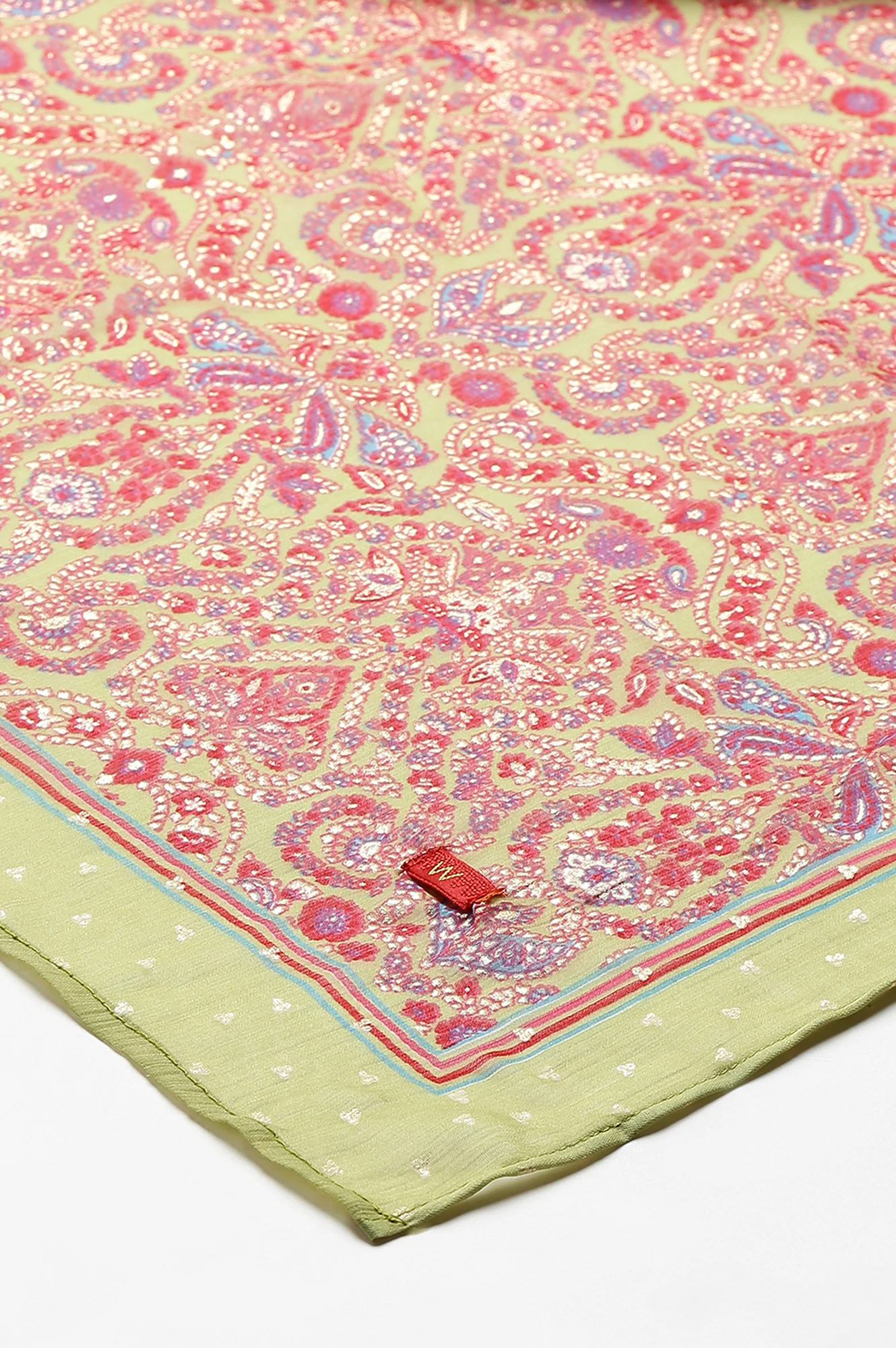 Green Chiffon Floral Print Dupatta - Image 5