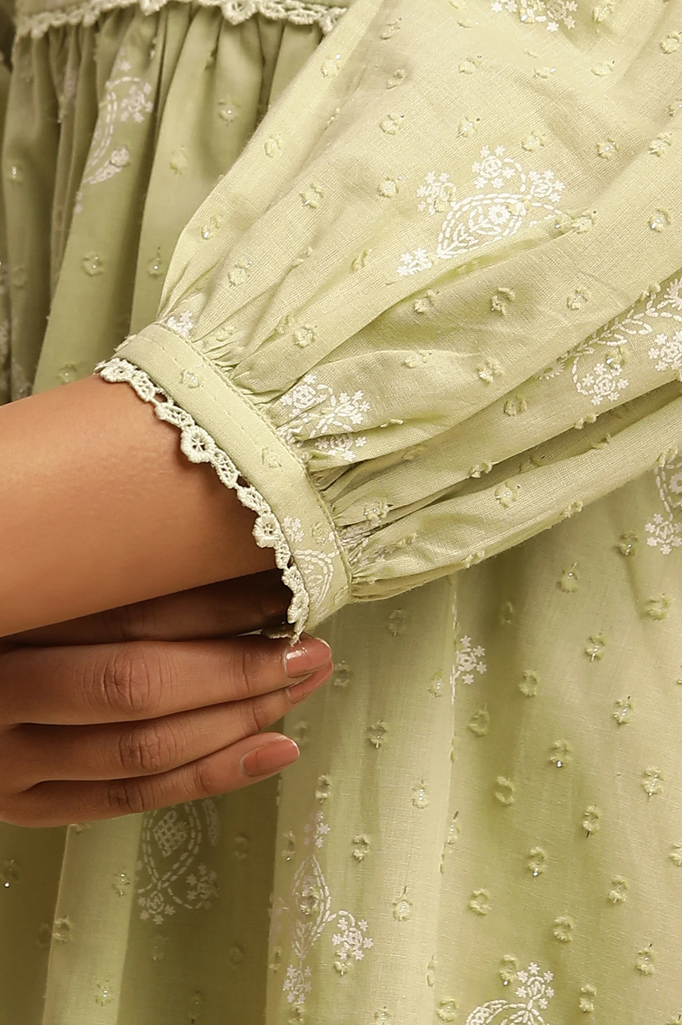 Green Cotton Printed Top - Image 7