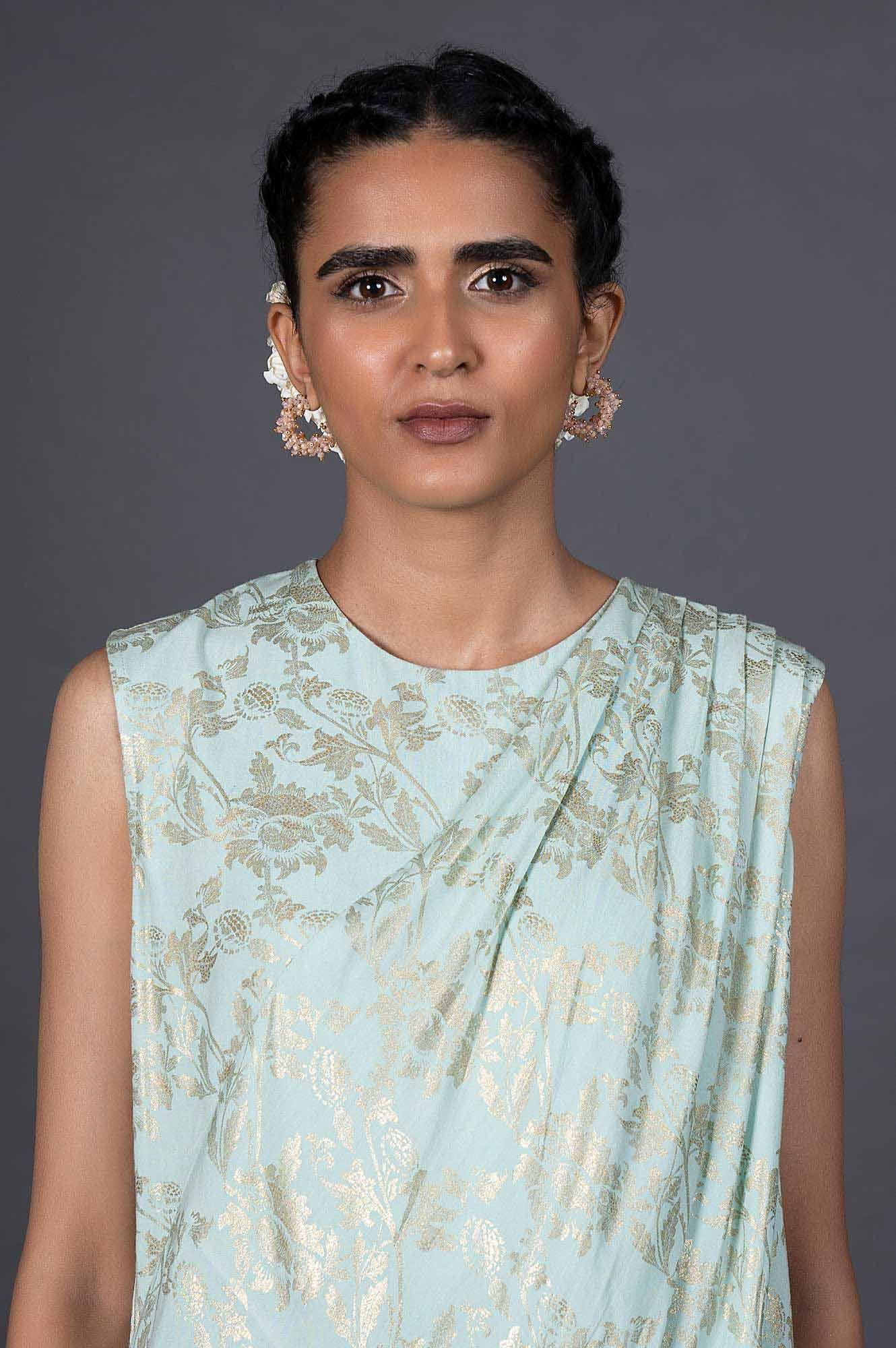 Green Draped Style Festive Printed Jumpsuit - Image 6