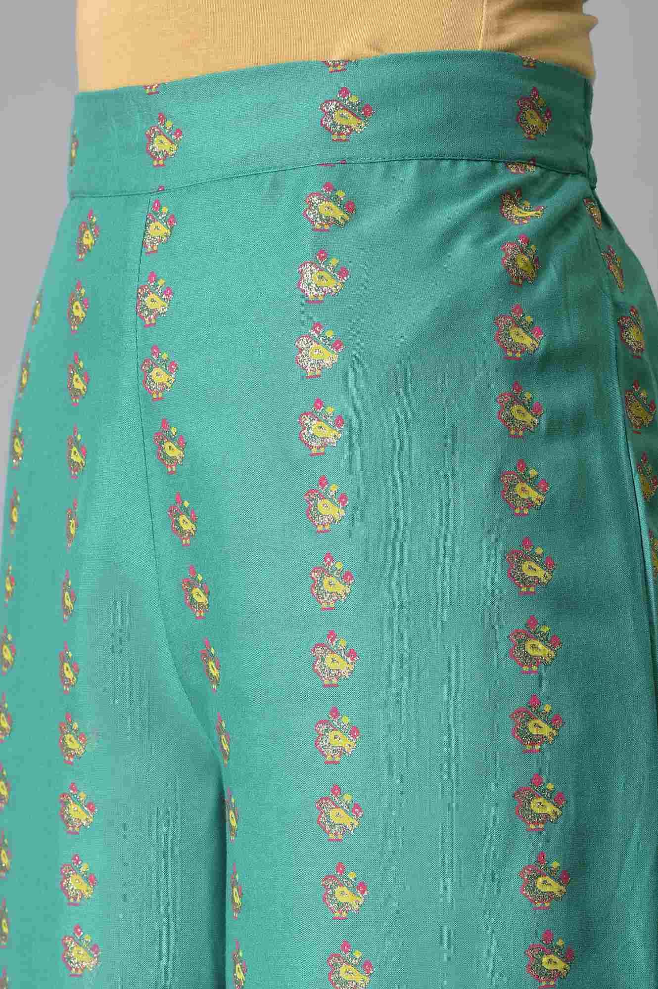 Green Embroidered kurta With Parallel Pants And Ecru Printed Dupatta - Image 7