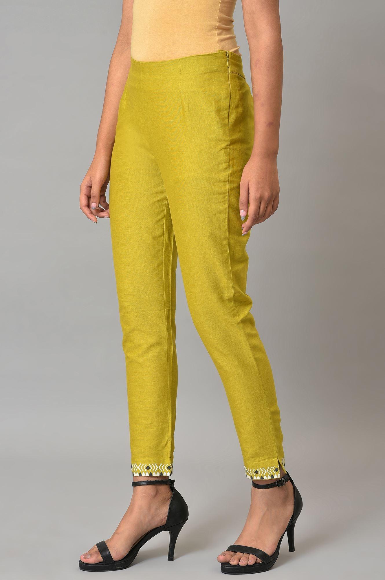 Green Embroidered Slim Pants - Image 3