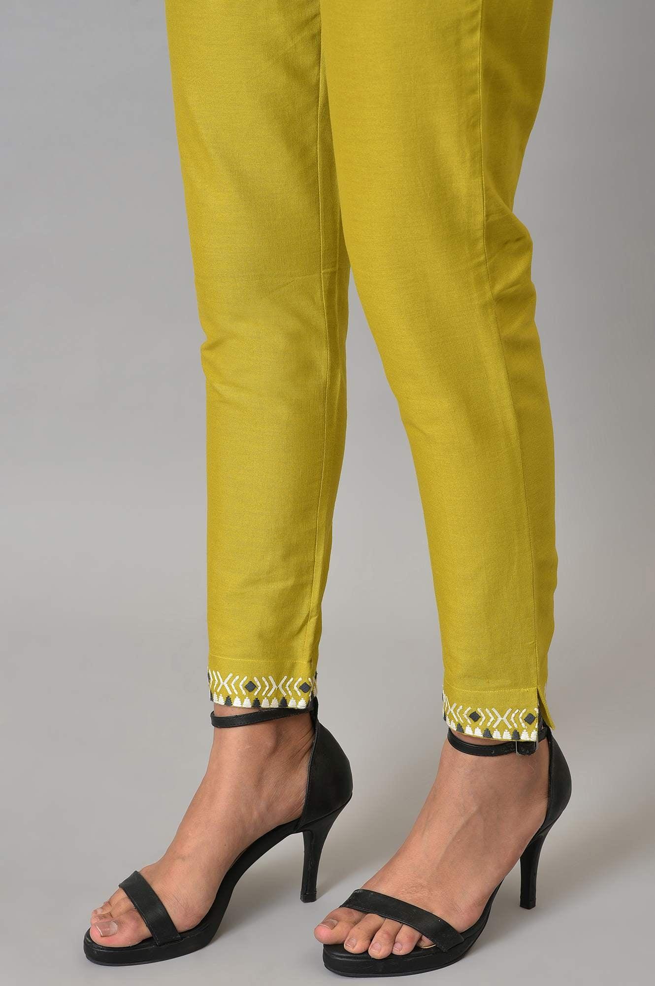 Green Embroidered Slim Pants - Image 8