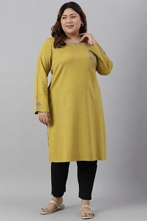 Green Embroidered Straight Plus Size kurta - Image 6