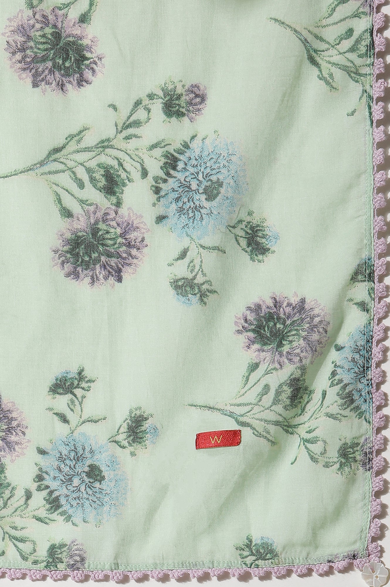 Green Floral Printed A-Line Kurta, Pants and Dupatta Set - Image 11