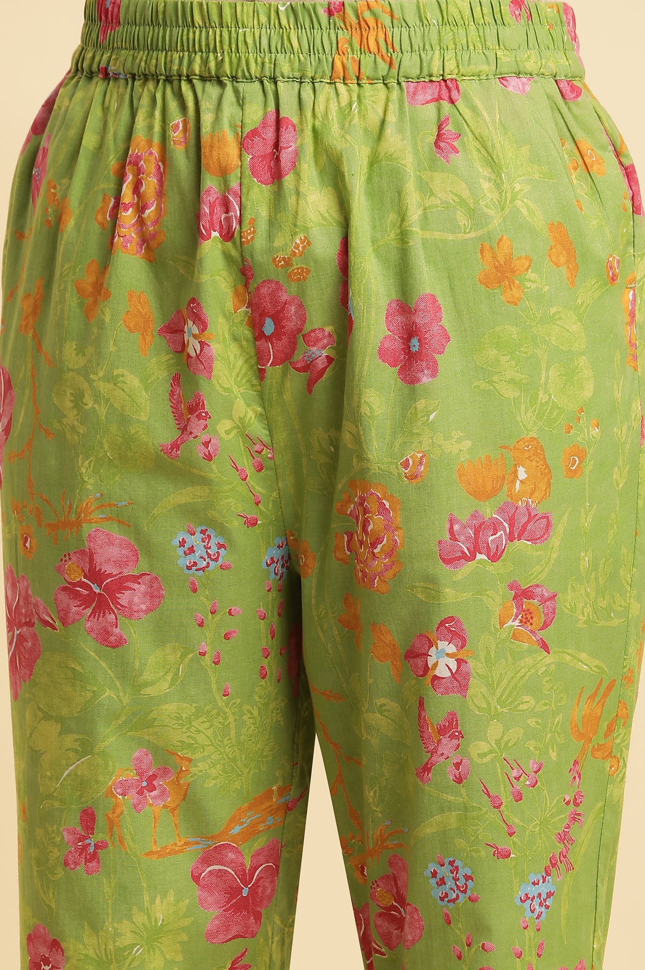 Green Floral Printed Kurta, Pants and Dupatta Set - Image 8
