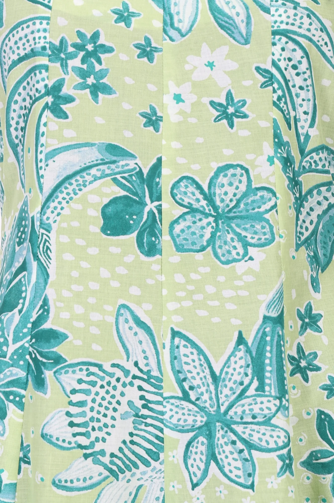 Green Floral Printed Pure Cotton Sleeveless A-line Kurta with Pants Set - Image 3