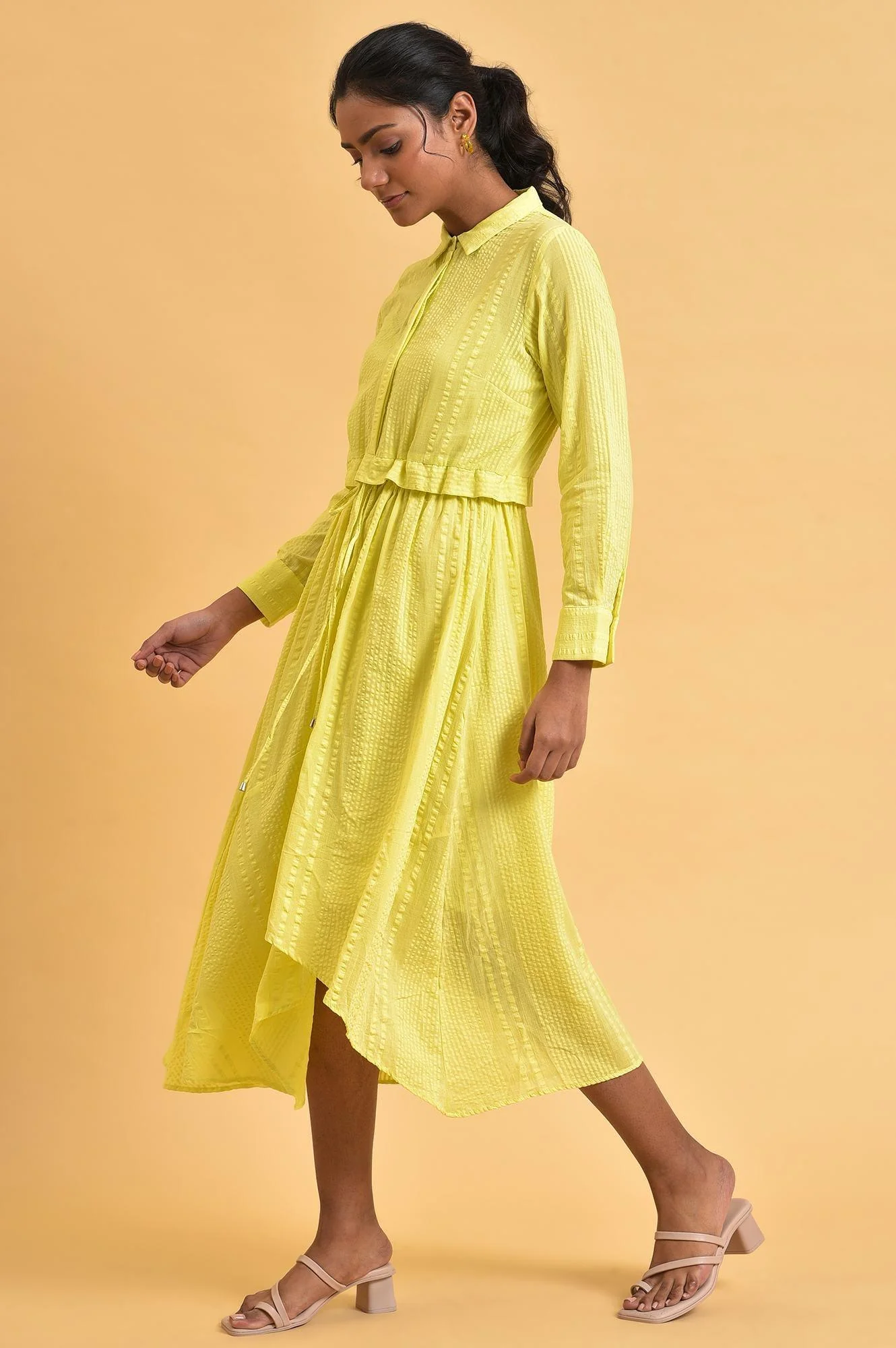 Green Shirt Collar Plus Size Dress - Image 3