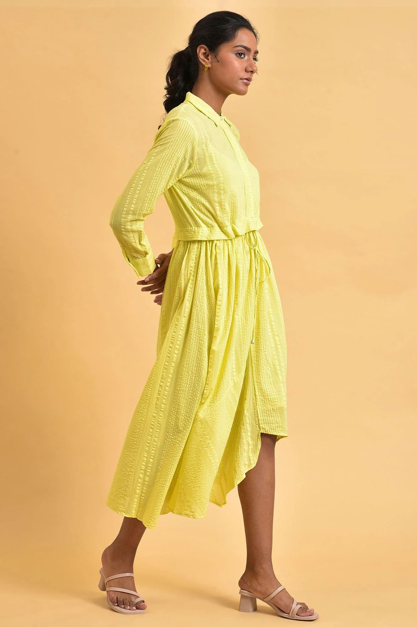 Green Shirt Collar Plus Size Dress - Image 4