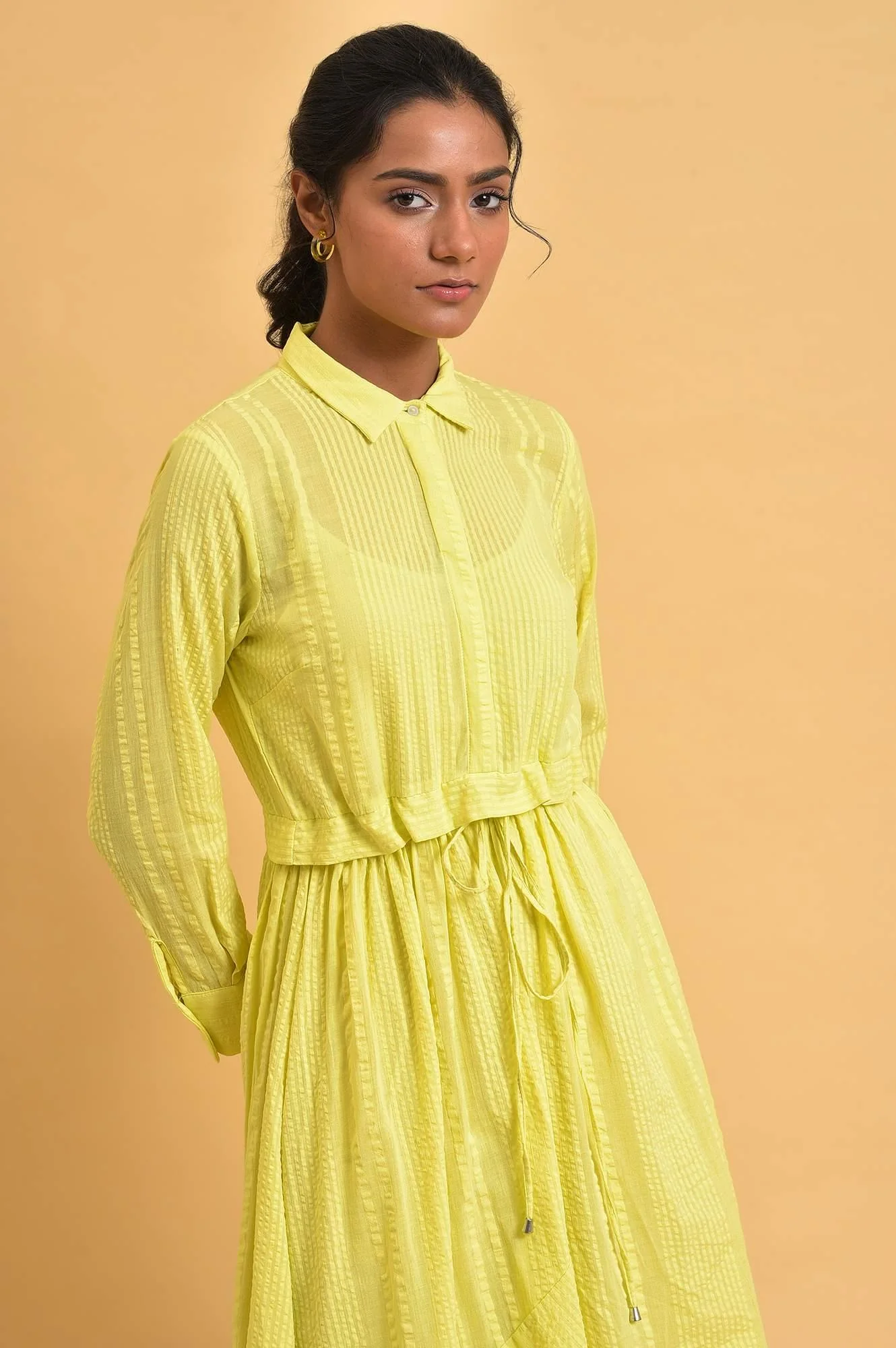 Green Shirt Collar Plus Size Dress - Image 5