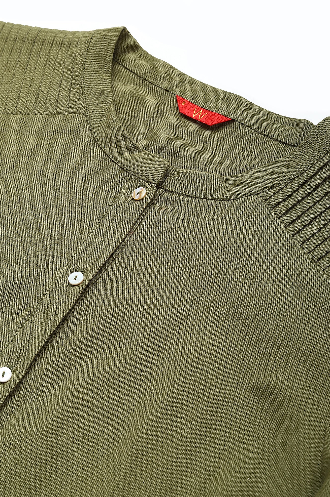 Green Half Placket Shirt kurta - Image 3