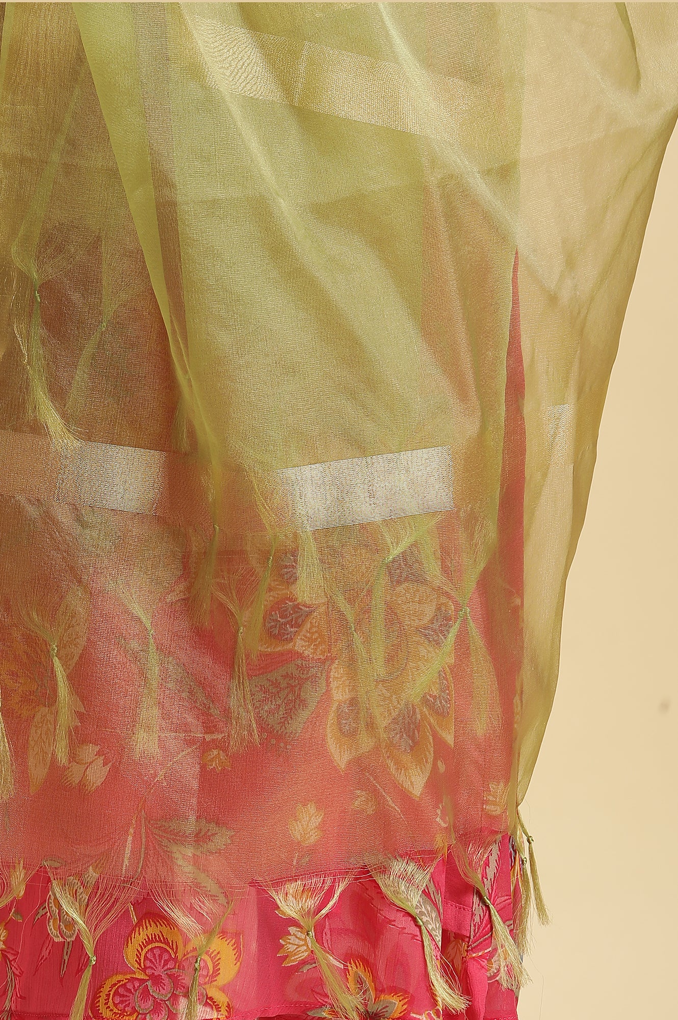 Green Organza Festive Dupatta - Image 4