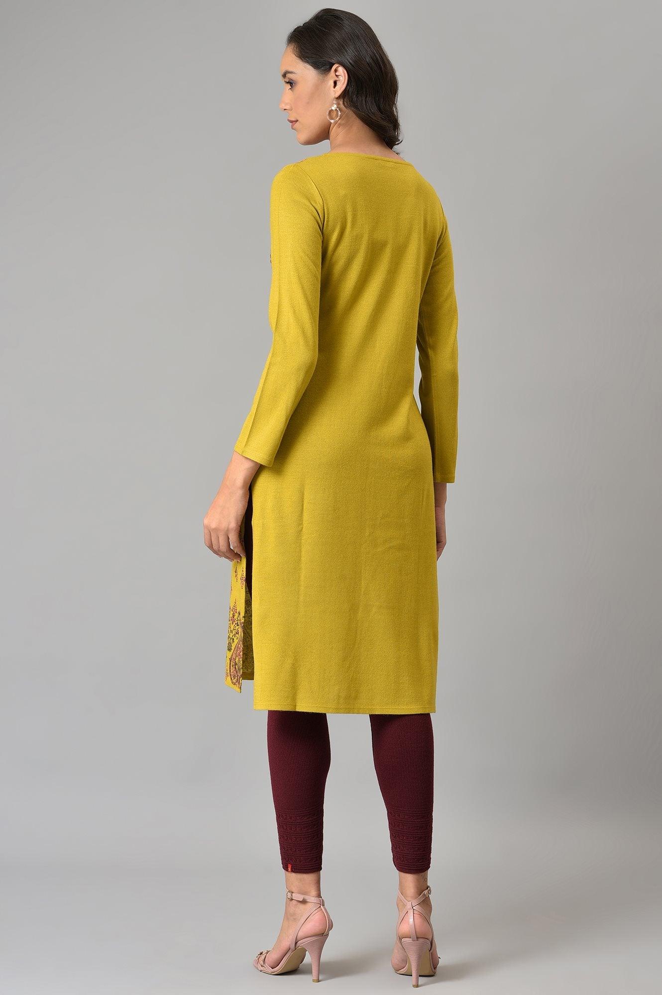 Green Paisley Print Festive Winter kurta - Image 2