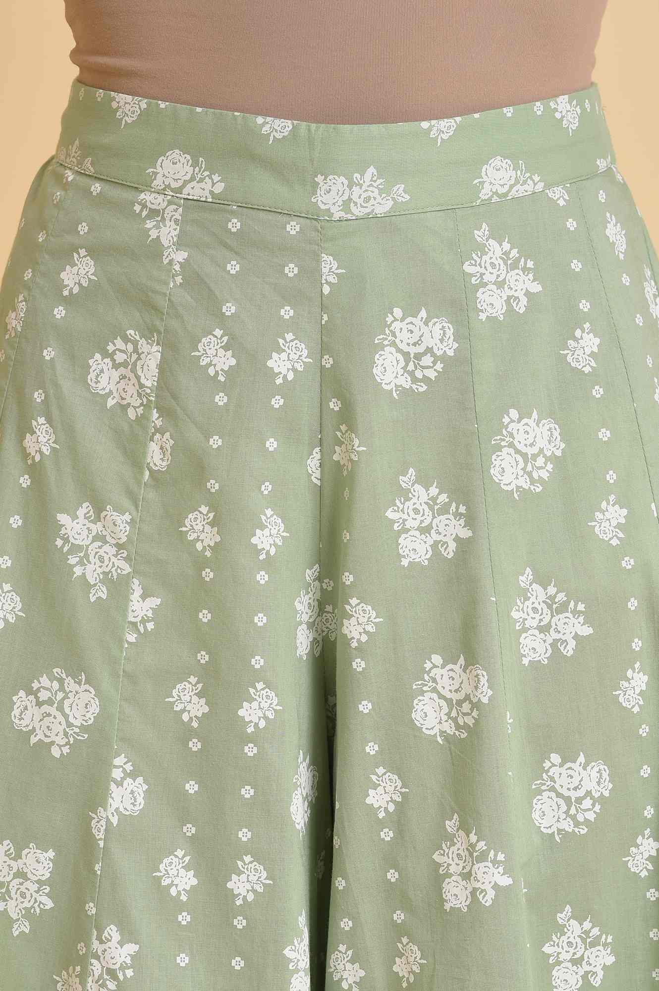 Green Printed Festive Culottes - Image 6