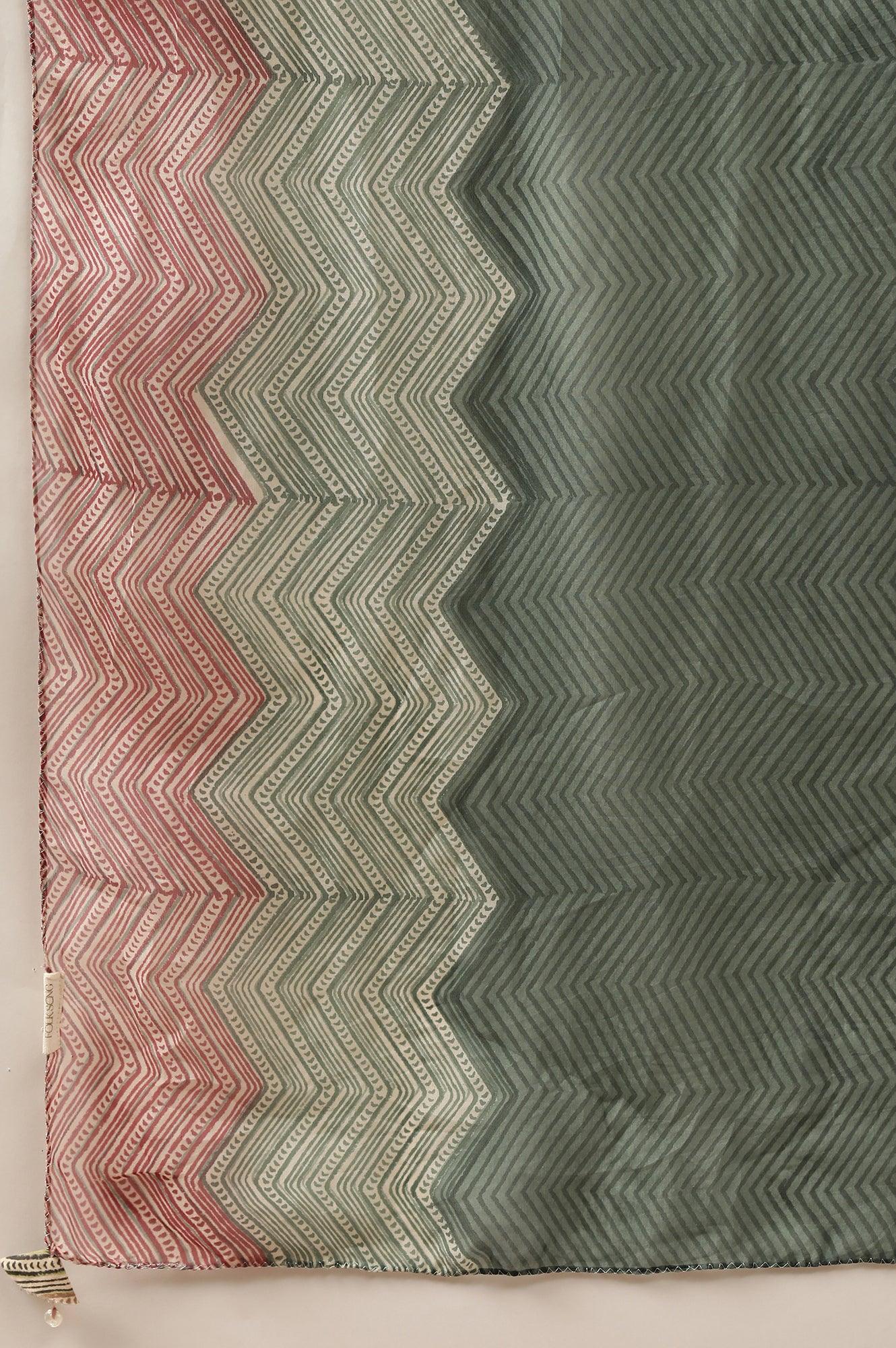 Green Printed Organza Drape - Image 3