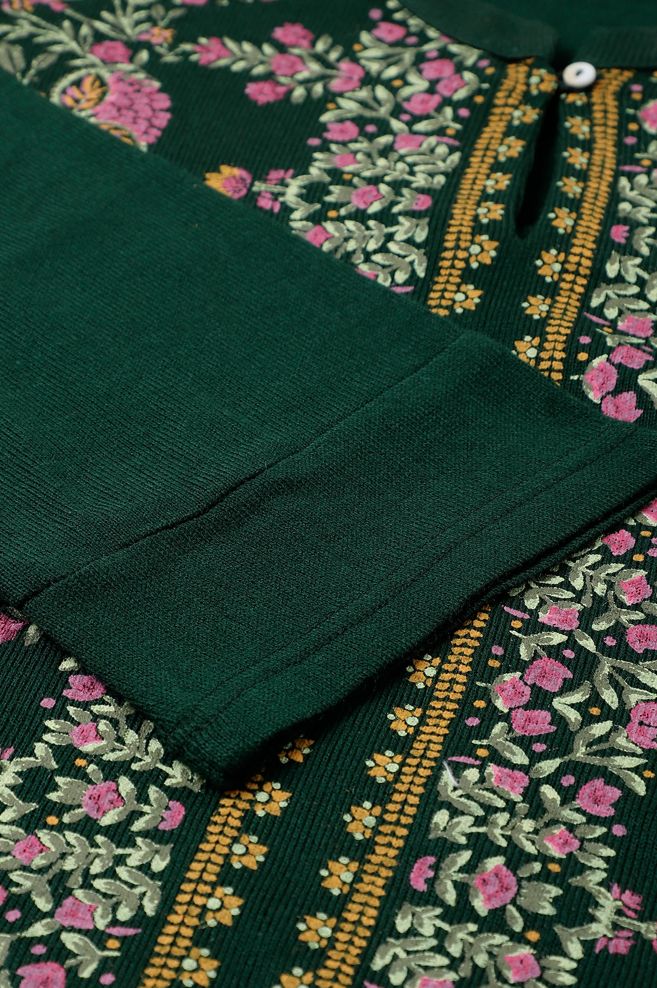 Green Side Dipped Plus Size Winter kurta - Image 8
