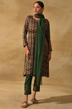 Green Soild Slim Pants - Image 5