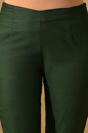 Green Soild Slim Pants - Image 6