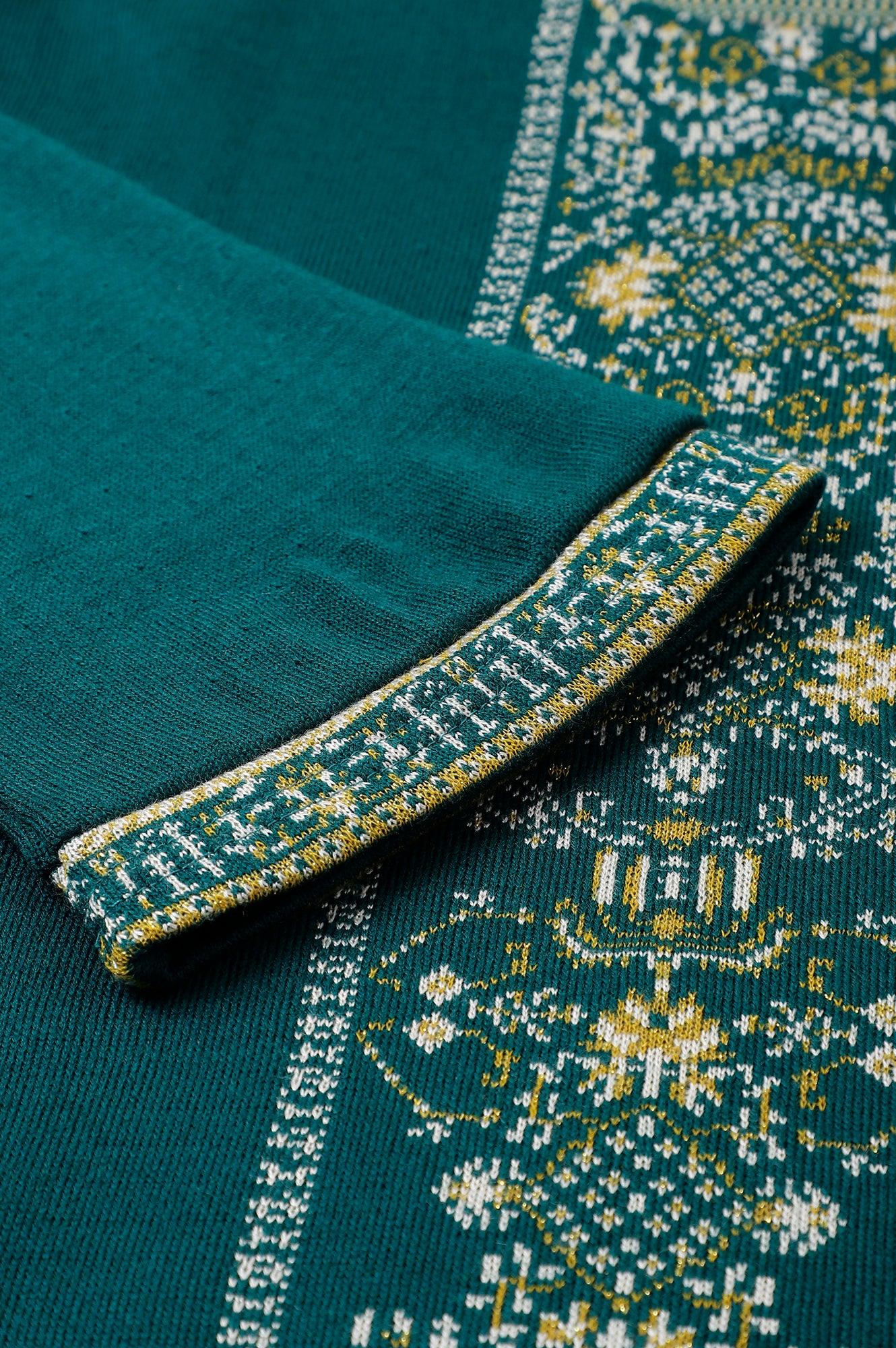 Green Straight Printed Plus Size Winter kurta - Image 8