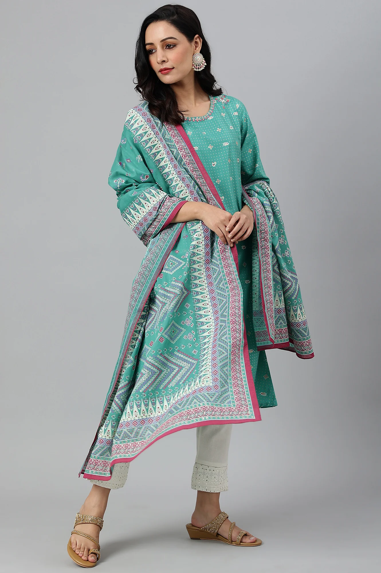 Green Voile Printed Dupatta - Image 2