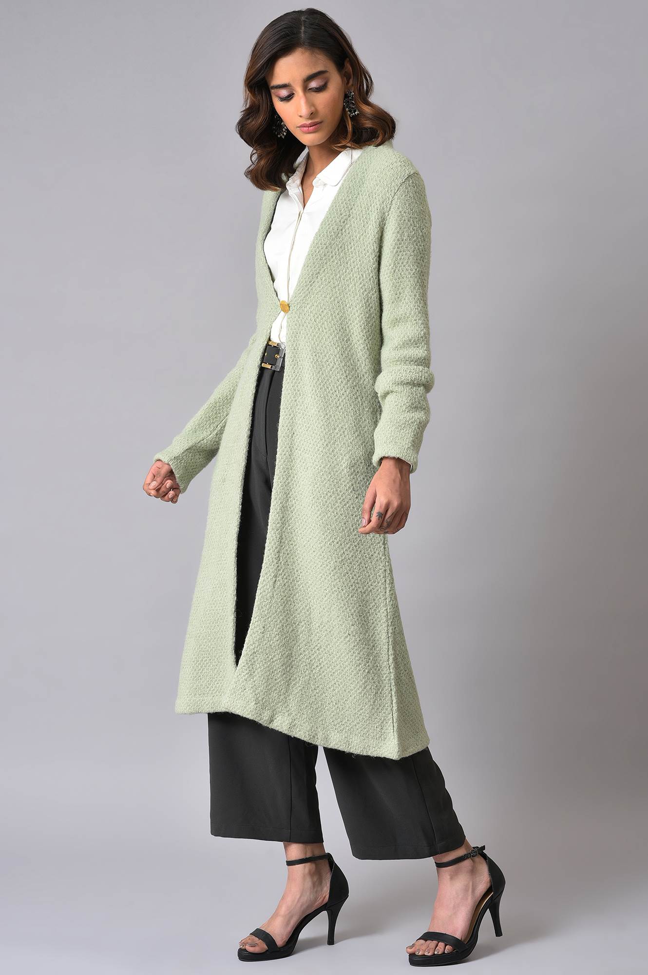 Green Winter Women Cardigan - Image 3