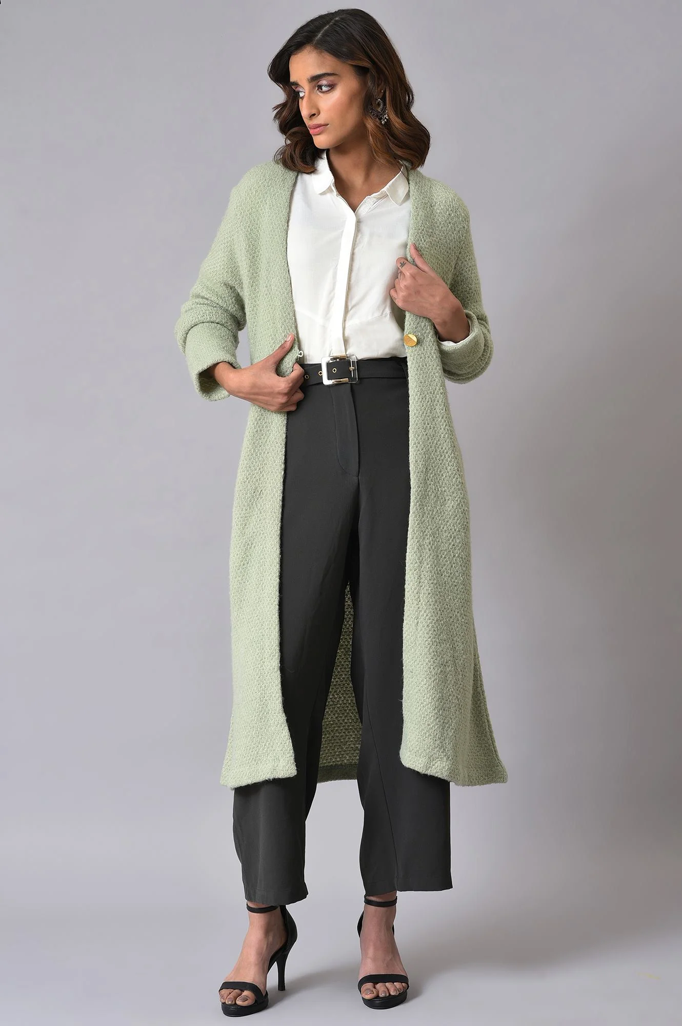 Green Winter Women Cardigan - Image 6