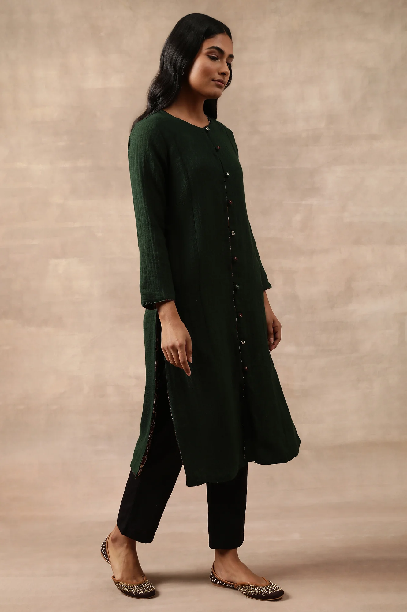 Green Woollen Reversible Jacket - Image 3