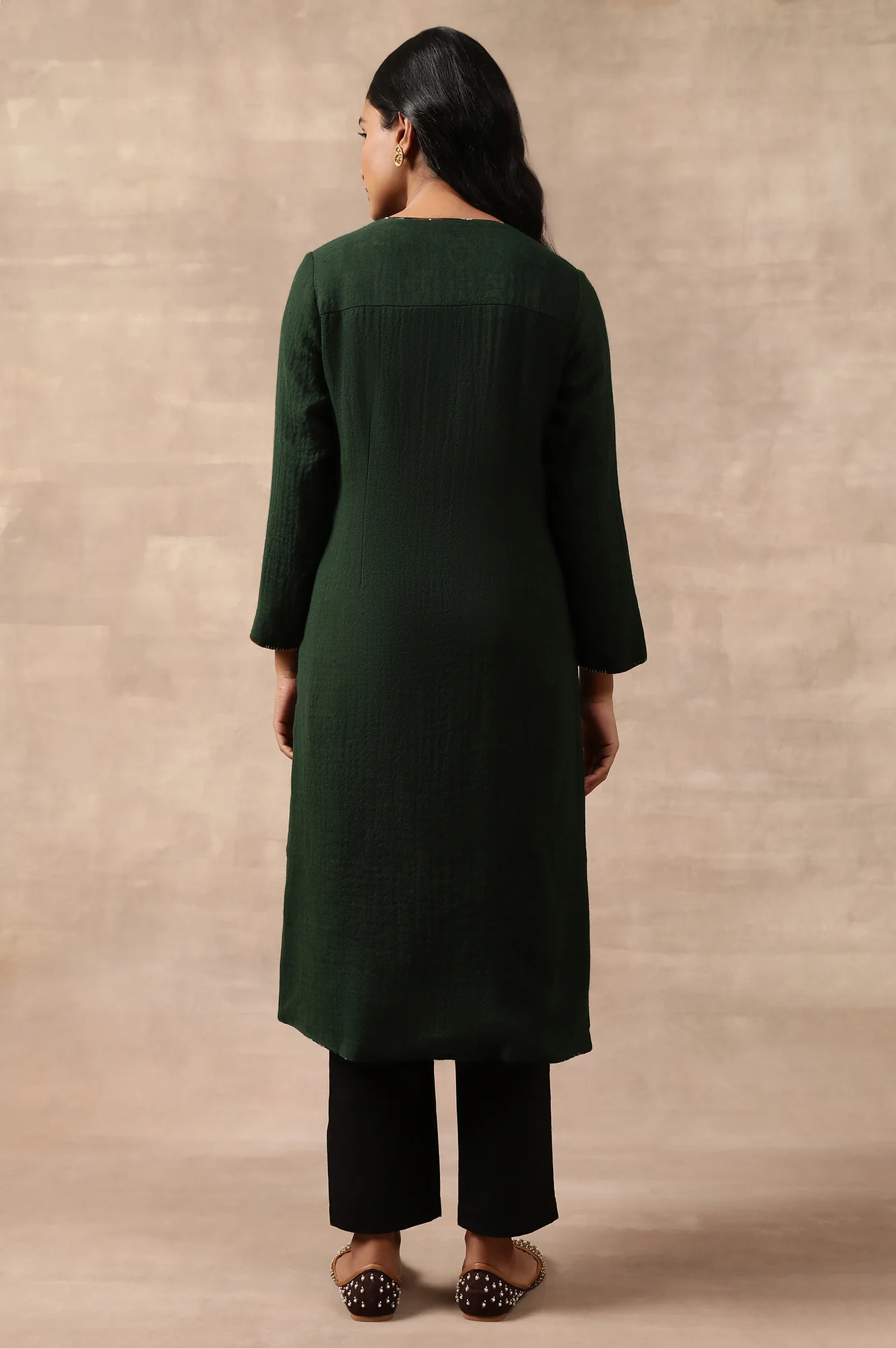 Green Woollen Reversible Jacket - Image 4