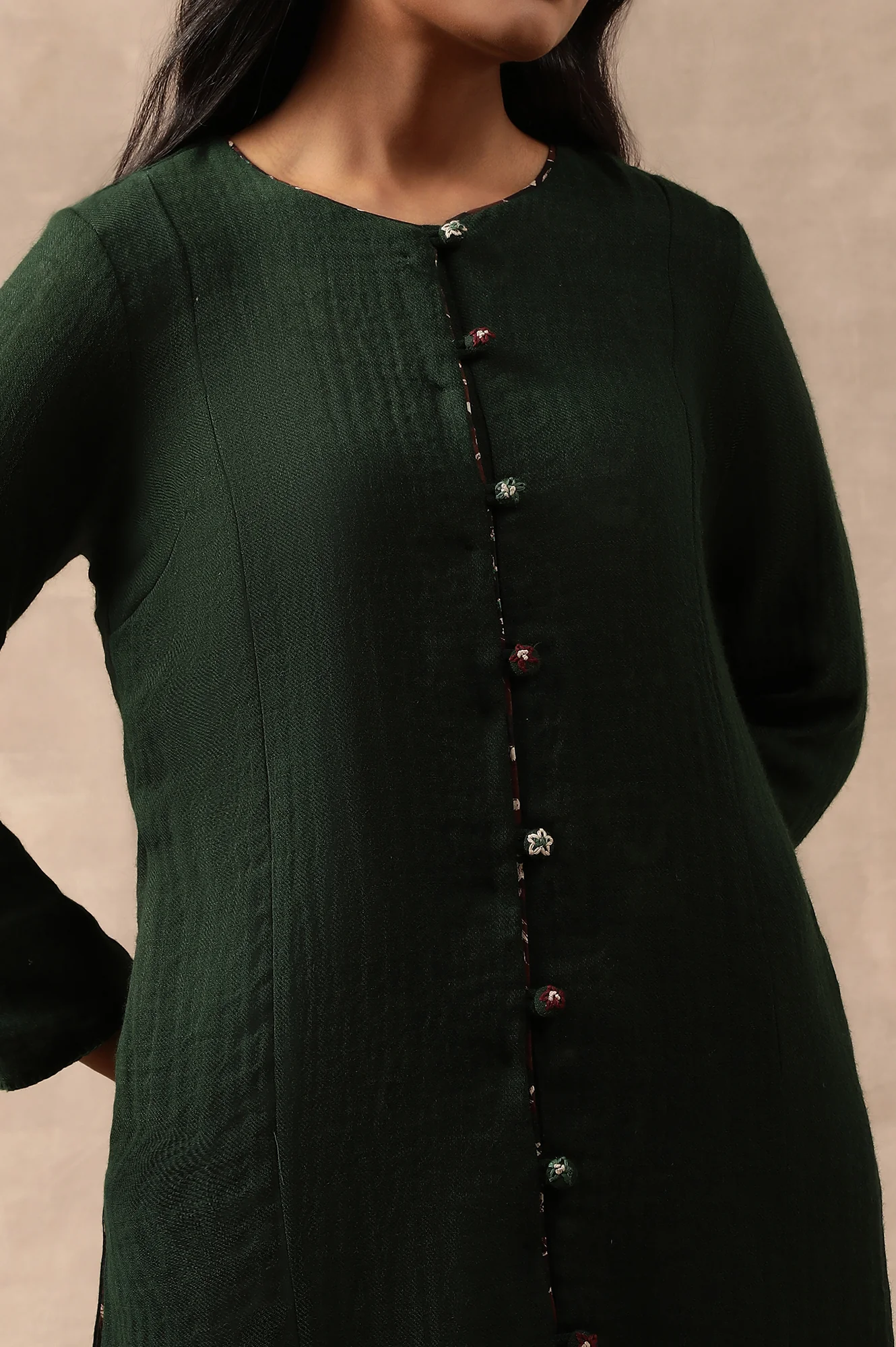 Green Woollen Reversible Jacket - Image 6