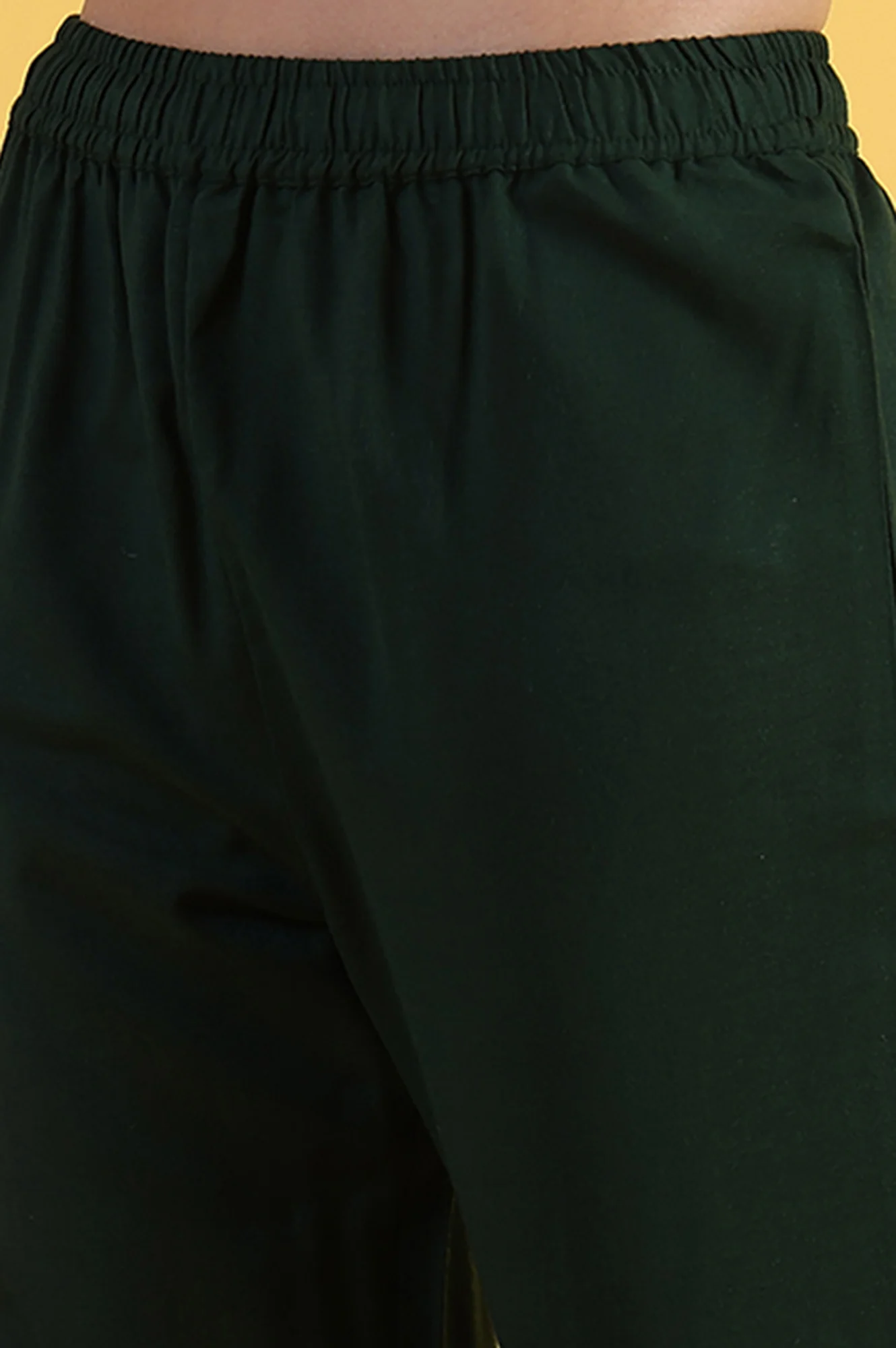 Green Yarn Dyed Sequins A-Line Kurta & Straight pant with Dupatta Set - Image 8