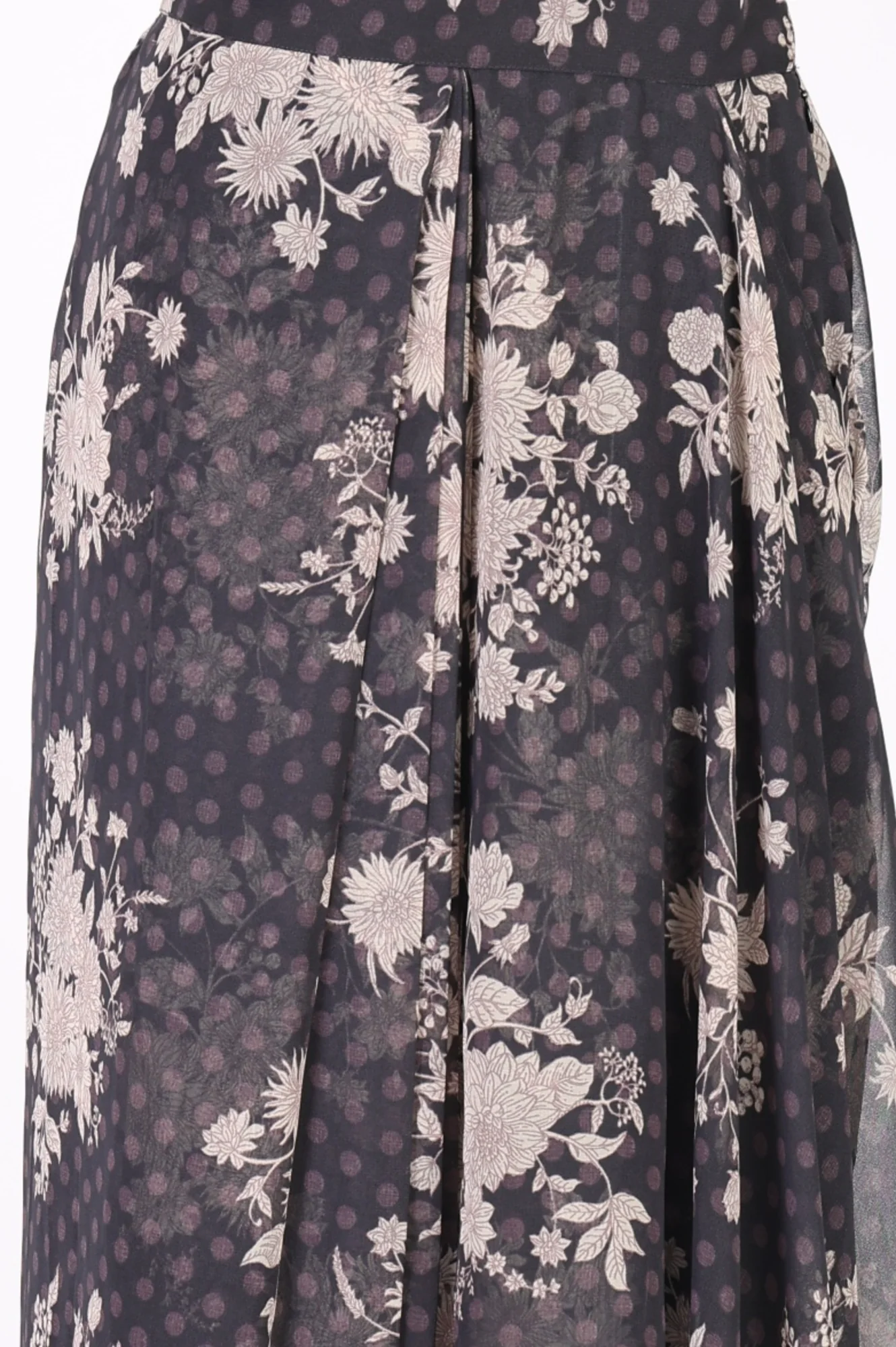 Grey Beadwork Floral Printed Stitched Blouse with Predrape Saree - Image 7