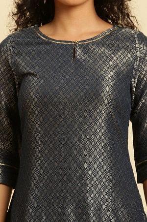 Grey Dobby Festive Embellished Kurta - Image 6